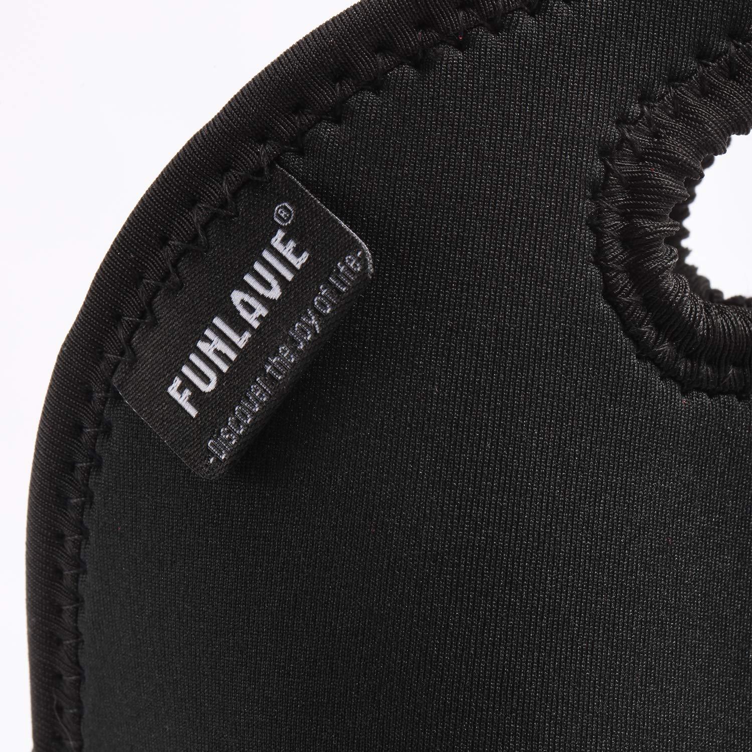 FUN LAVIE FUN LAVIE Single Wine Bag Wine Totes Neoprene Wine Sleeve Tote for Wine,Water, Champagne, Beer Bottles 15 x 6.3 Inches,Black