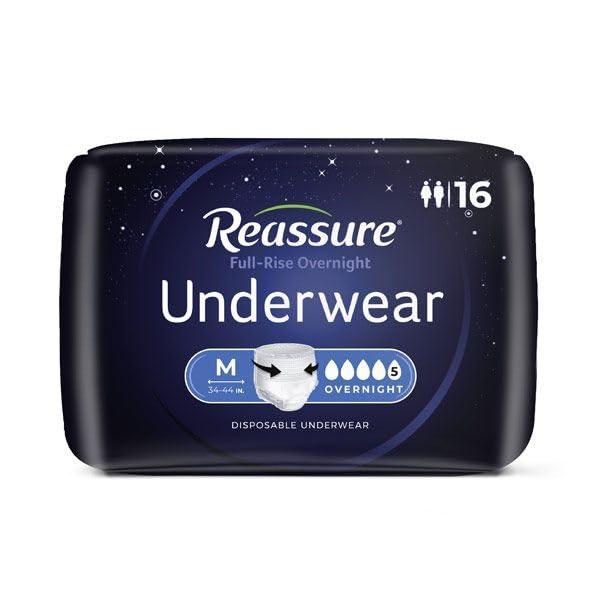 Reassure Reassure Full-Rise Overnight Incontinence Underwear - Medium (34\" - 44\" Waist) - 16 per Bag