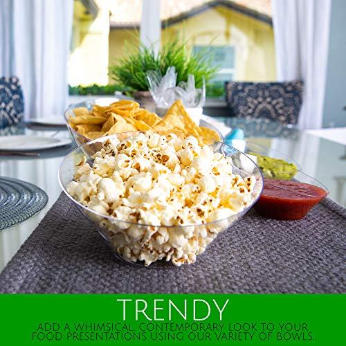 PLASTICPRO PLASTICPRO Disposable Angled Plastic Bowls Round Large Serving Bowl, Elegant for Party's, Snack, or Salad Bowl, White, Pack of 4