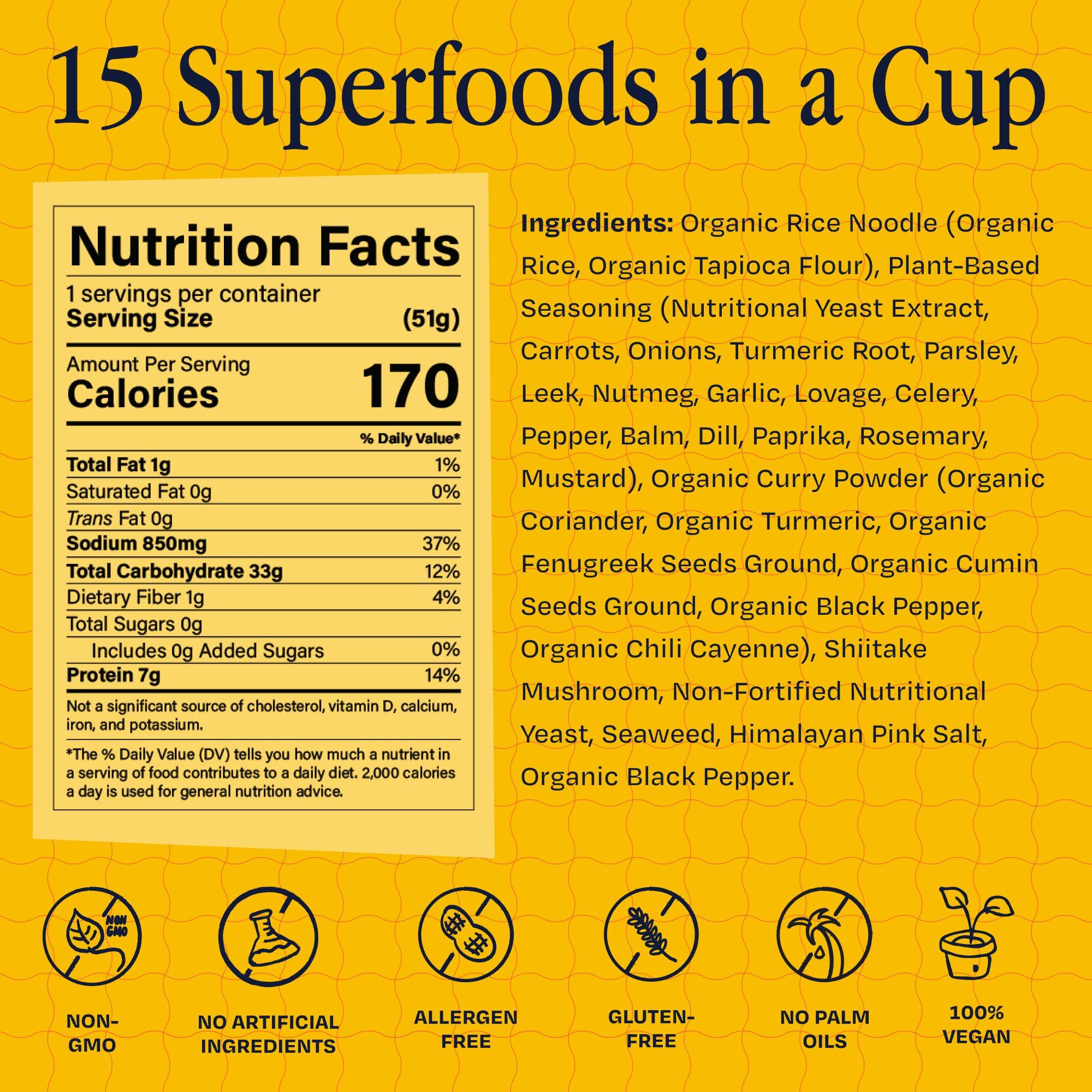 Rawmyun RAWMYUN Gluten Free Healthy Korean Ramen Vegan Superfood Clean Ingredients Plant-Based Cup Noodles made with Organic Rice Noodles Instant Soup | No MSG, Non-GMO, Real Ingredients (6 Savory Curry)