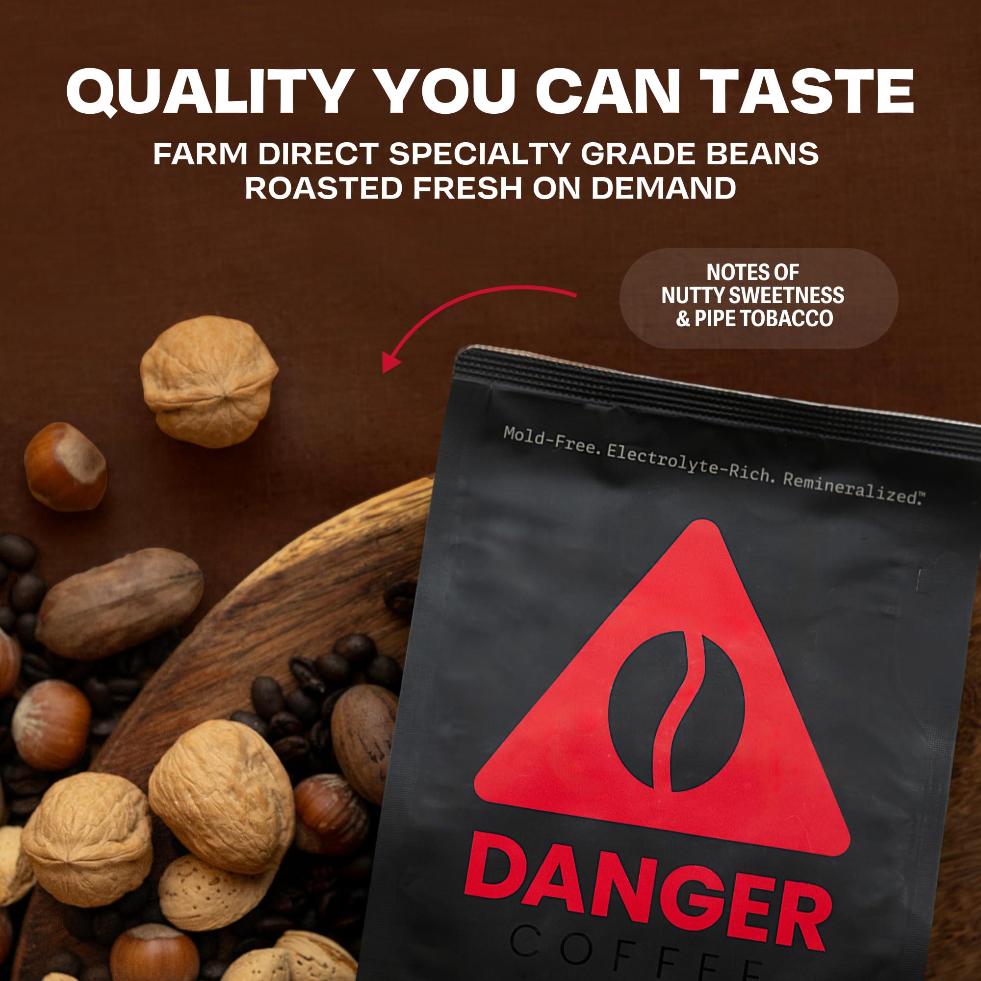 Danger Coffee Danger Coffee by Dave Asprey, Remineralized, Mold Free & Lab Tested Ground Coffee, Medium Roast, 10.9 Ounce