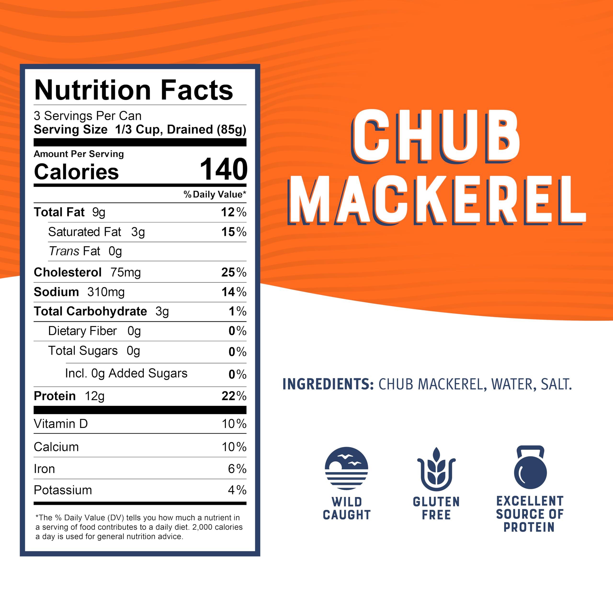 Bumble Bee Bumble Bee Chub Mackerel, 15 oz Can - Canned Mackerel Fish, High Protein Keto Food, Gluten Free