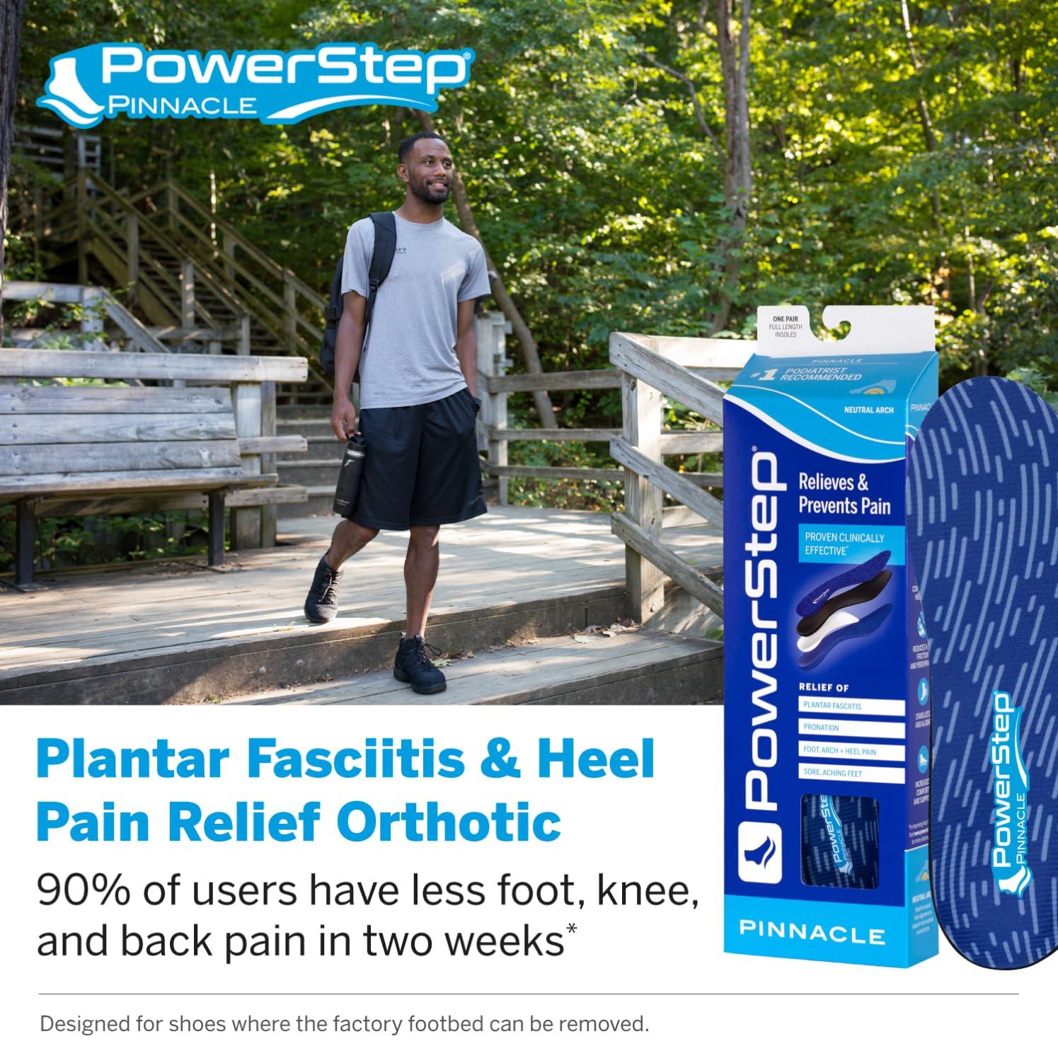 Powerstep Powerstep Pinnacle Insoles - Orthotics for Plantar Fasciitis Relief - Full Length Orthotic Insoles for Arch Support with Moderate Pronation - #1 Podiatrist Recommended (M 16)