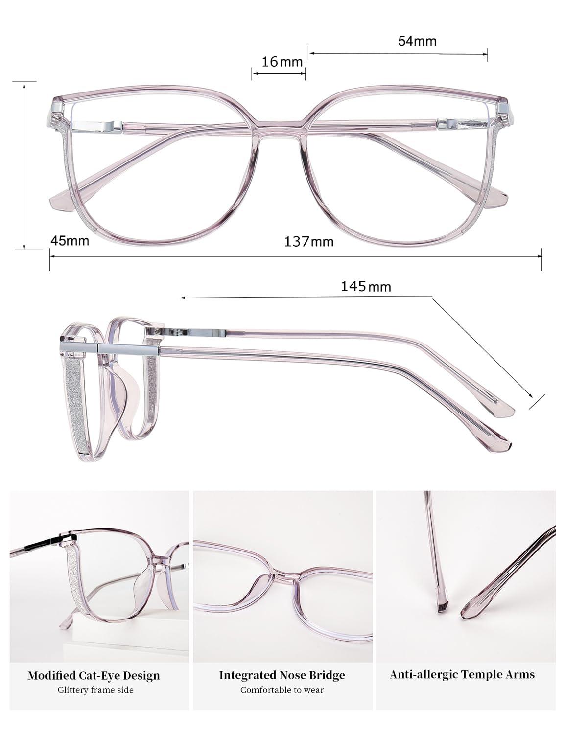 ZanyLen ZanyLenVintage Blue Light Glasses for Women, Lightweight TR90 Computer Eyeglasses, Filter Blue Ray/Anti-reflective /UV400 Protection/Reduce Eyestrain/Minimize Headache, Shiny Purple Cat-Eye Eyewear