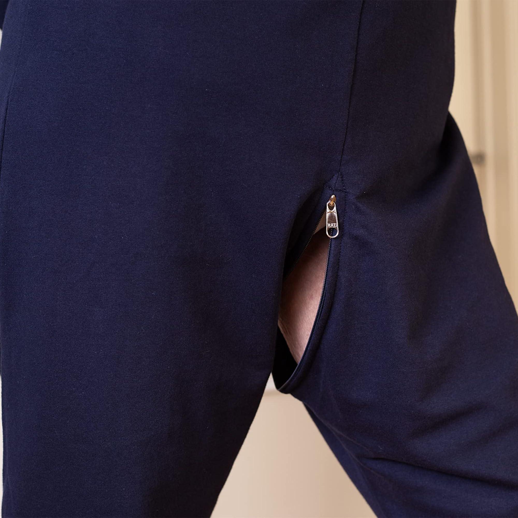 Dementia Aide Premium, Unisex, Anti-Strip & Incontinence Onesie/Jumpsuit - Clothing for Alzheimer\'s and Dementia - (Navy Blue, Large)