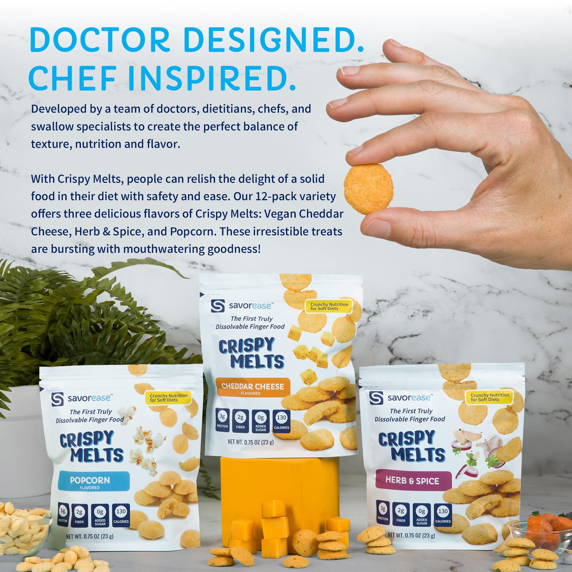 Savorease Savorease Crispy Melts Variety Pack Crunchy Gluten-Free & Non-Dairy Dissolvable Finger Food for Soft Diets Made from Plant-Based Ingredients with No Added Sugar 12 Pack