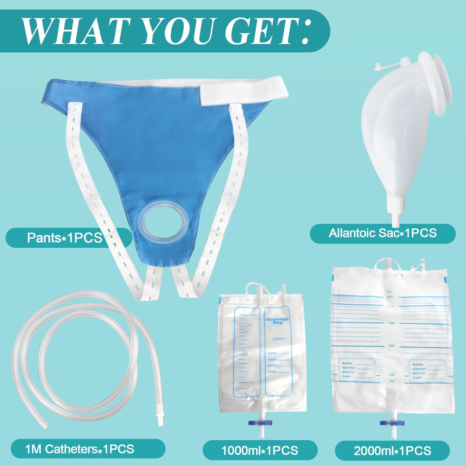 Col-Pary Urine Collection Bag Condom Catheters for Men Reusable Portable Wearable Urinary Drainage with 2 Urine Catheter Bag System (Blue-Men)
