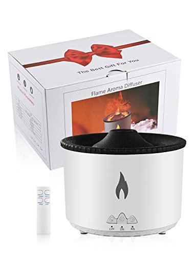 YMYMGGI YMYMGGI Volcano Diffuser Aromatherapy Oil Humidifier 2 Mist Mode Flame Humidifier,360ML Timer and Waterless Auto-Off Double Color with Remote Control for Home Office