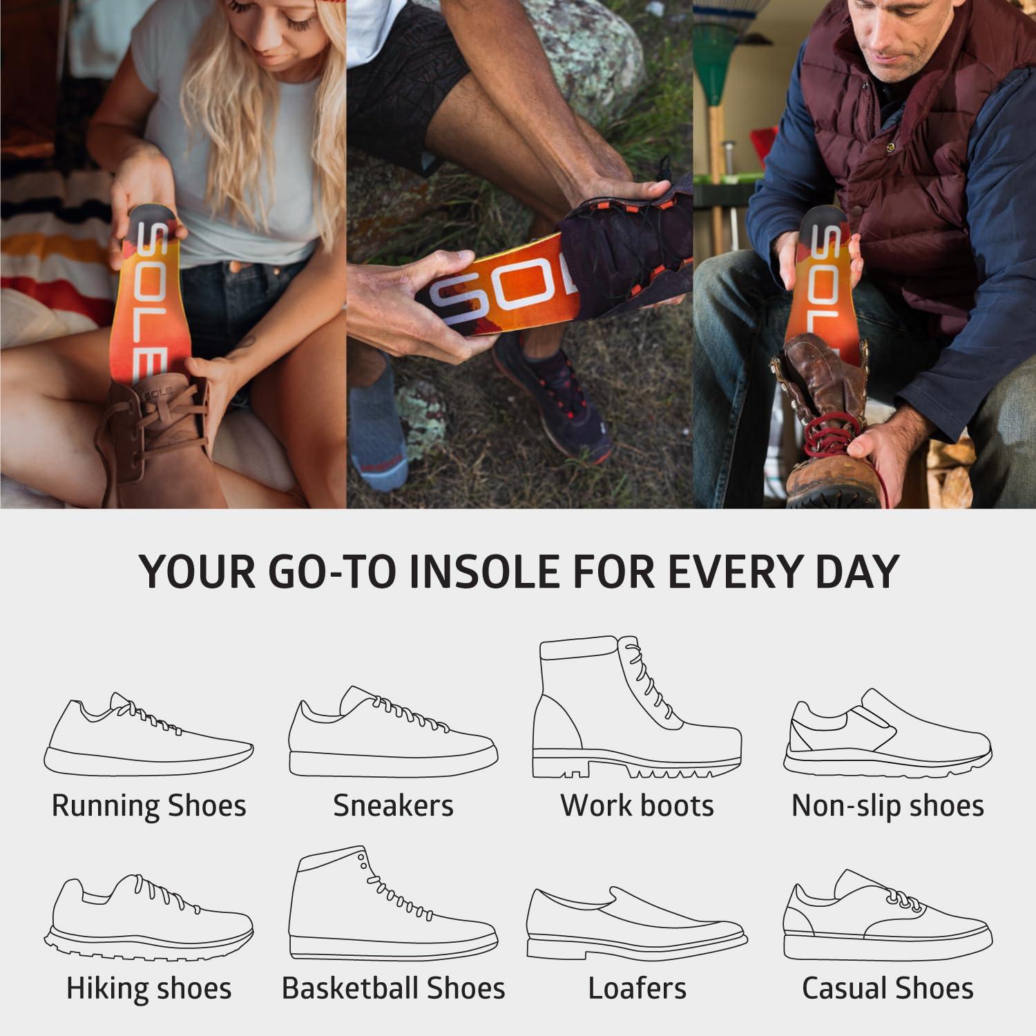 SOLE SOLE Performance Medium Plantar Fasciitis Insoles, Men & Women - Arch Support Inserts for Foot Health and Heel Pain Relief, Orthotic Shoe Inserts Men & Women