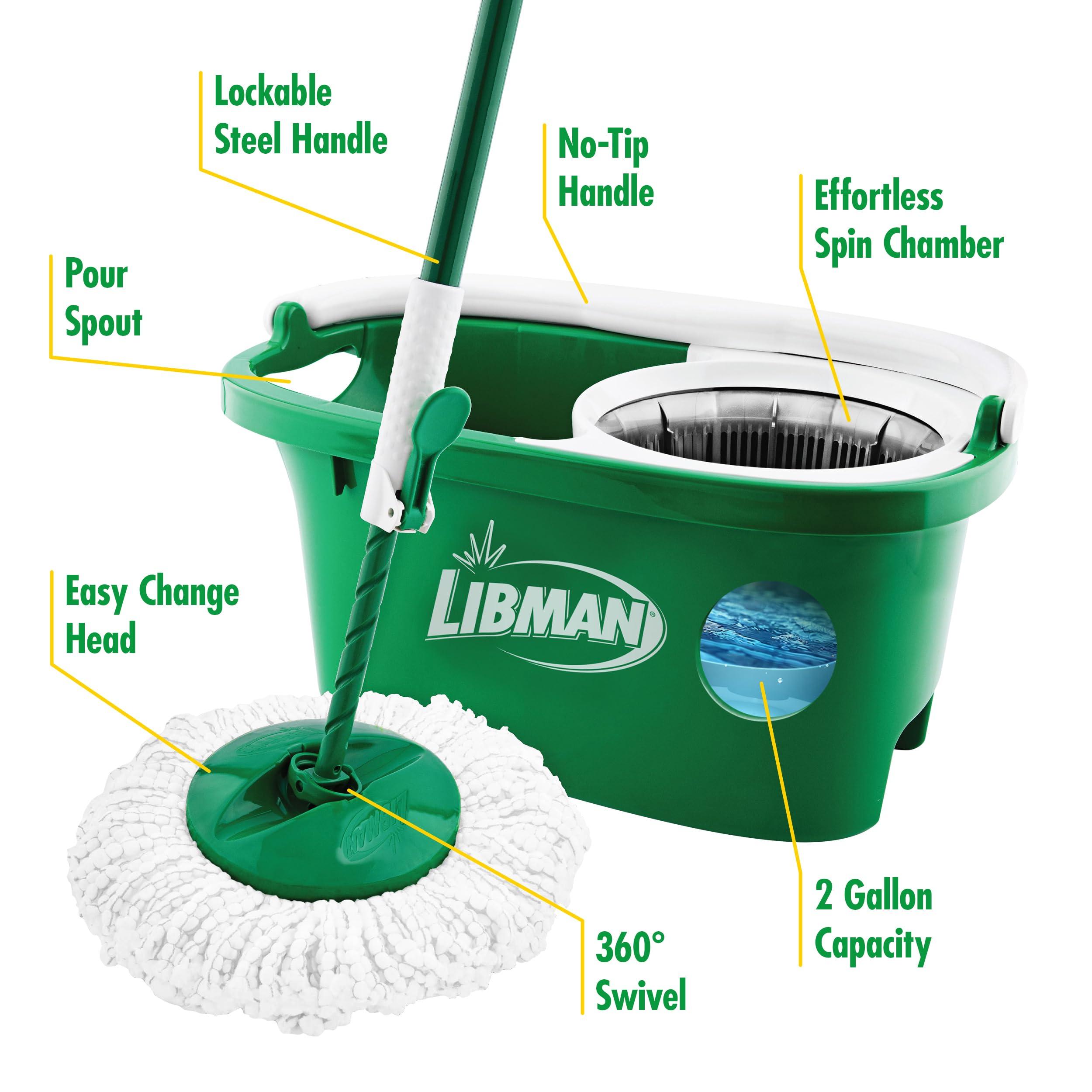 Libman Libman Tornado Spin Mop System | Mop and Bucket with Wringer Set | Spin Mop | Floor Mop | Libman Mop | Mops for Floor Cleaning | Hardwood Floor Mop | 1 Mop Head Included