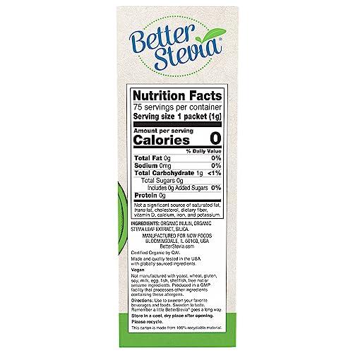 NOW NOW Foods Organic Better Stevia, 75 Packets