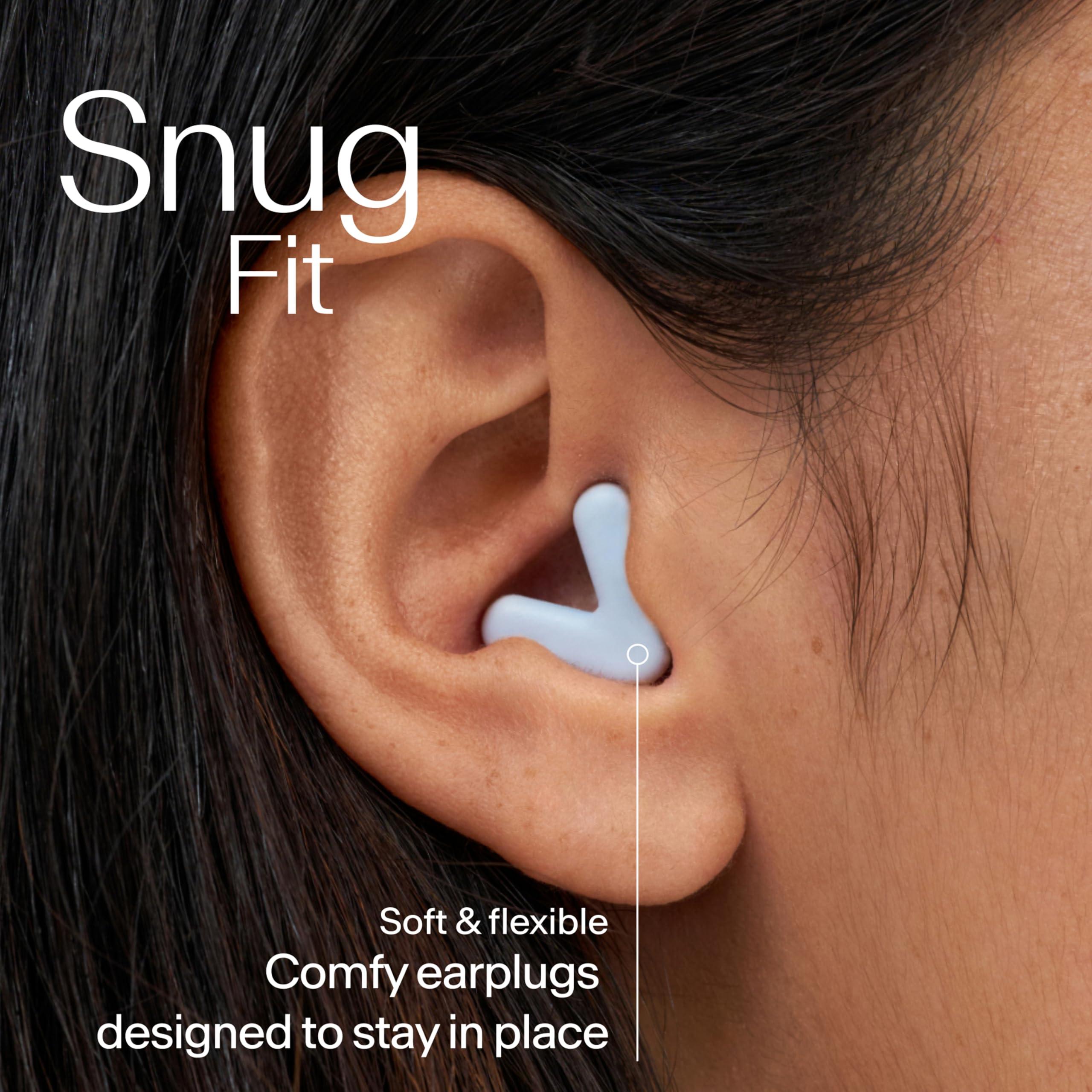 Alpine Alpine Silence Ear Plugs for Sleep, Focus & Travel - V-Shape Snug Fit & Soft Oval Tips 4 Sizes XS/S/M/L - Comfortable, Reusable Hearing Protection - 22dB Blue