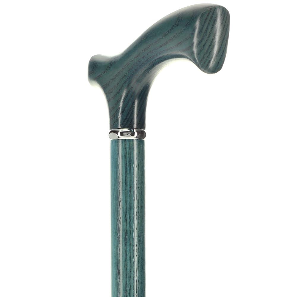 Royal RC Canes Blue Denim Frtiz Handle Walking Cane with Ash Wood Shaft and Silver Collar