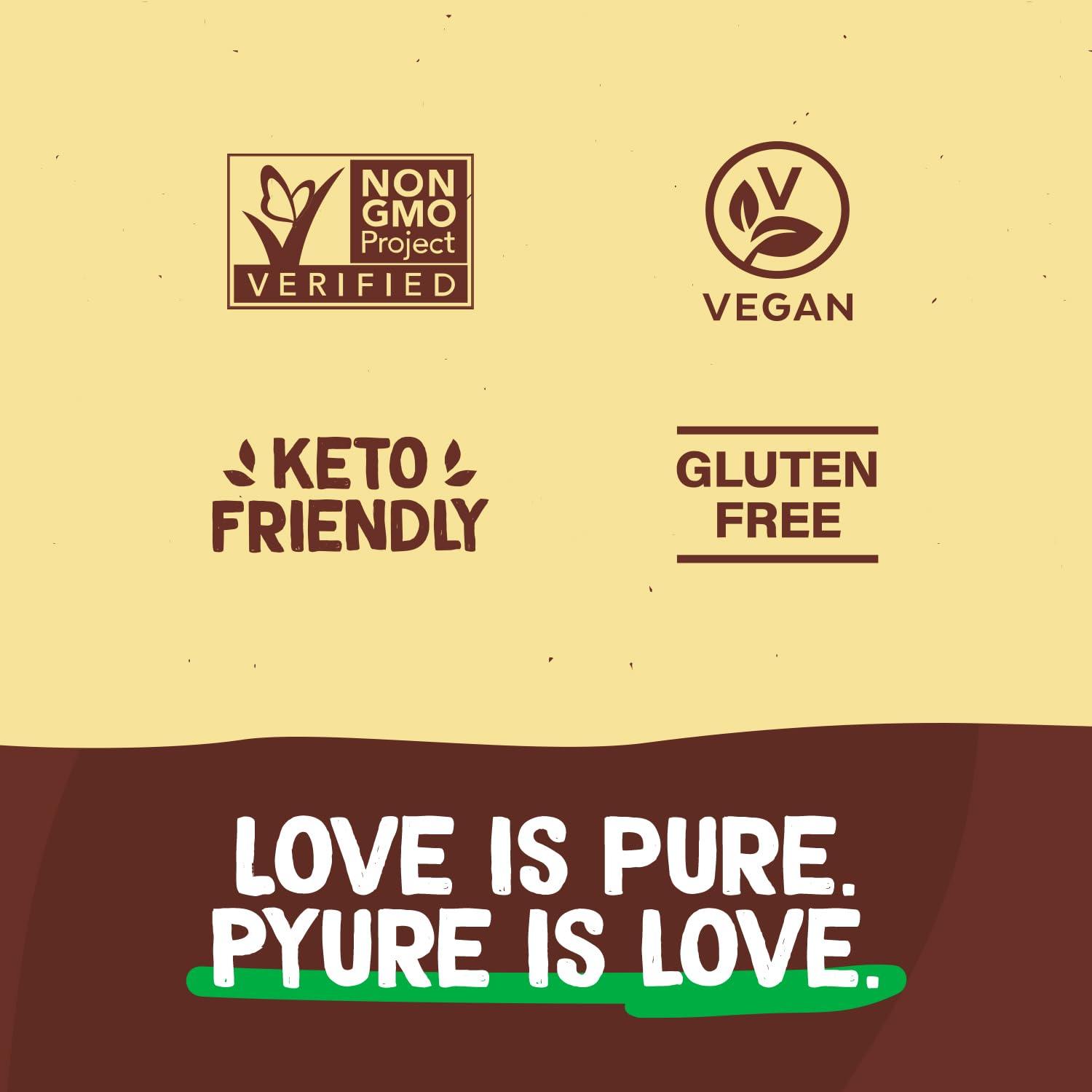 Pyure Pyure Organic Chocolate Hazelnut Spread | 90% Less Sugar | 1 Net Carb Keto Snack | No Palm Oil, Gluten-Free, Peanut Free, Plant-Based Hazelnut Spread for Vegan Keto Friendly Food | 13oz (Pack of 2)