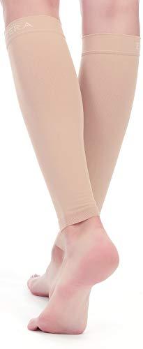 BSERA BSERA Calf Compression Sleeve Women, 2 Pairs 15-20mmHg Calf Support Footless Compression Socks Stockings for Shin Splints, Varicose Veins, Recovery (Nude/Skin, Large)