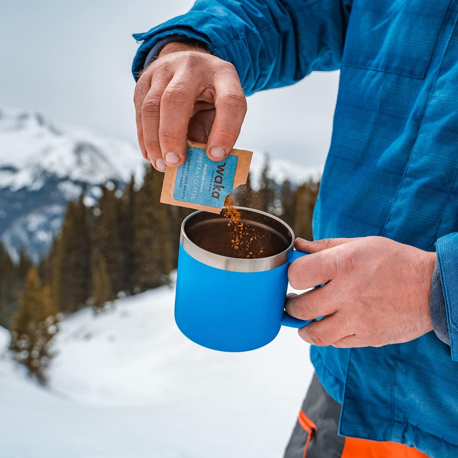 Waka Coffee Waka Instant Coffee, Medium Roast - 100% Arabica Colombian Beans, Freeze Dried Granules, No Additives - Single Serve Packets for Quick Hot and Iced Coffees (8 Individual Coffee Packets)