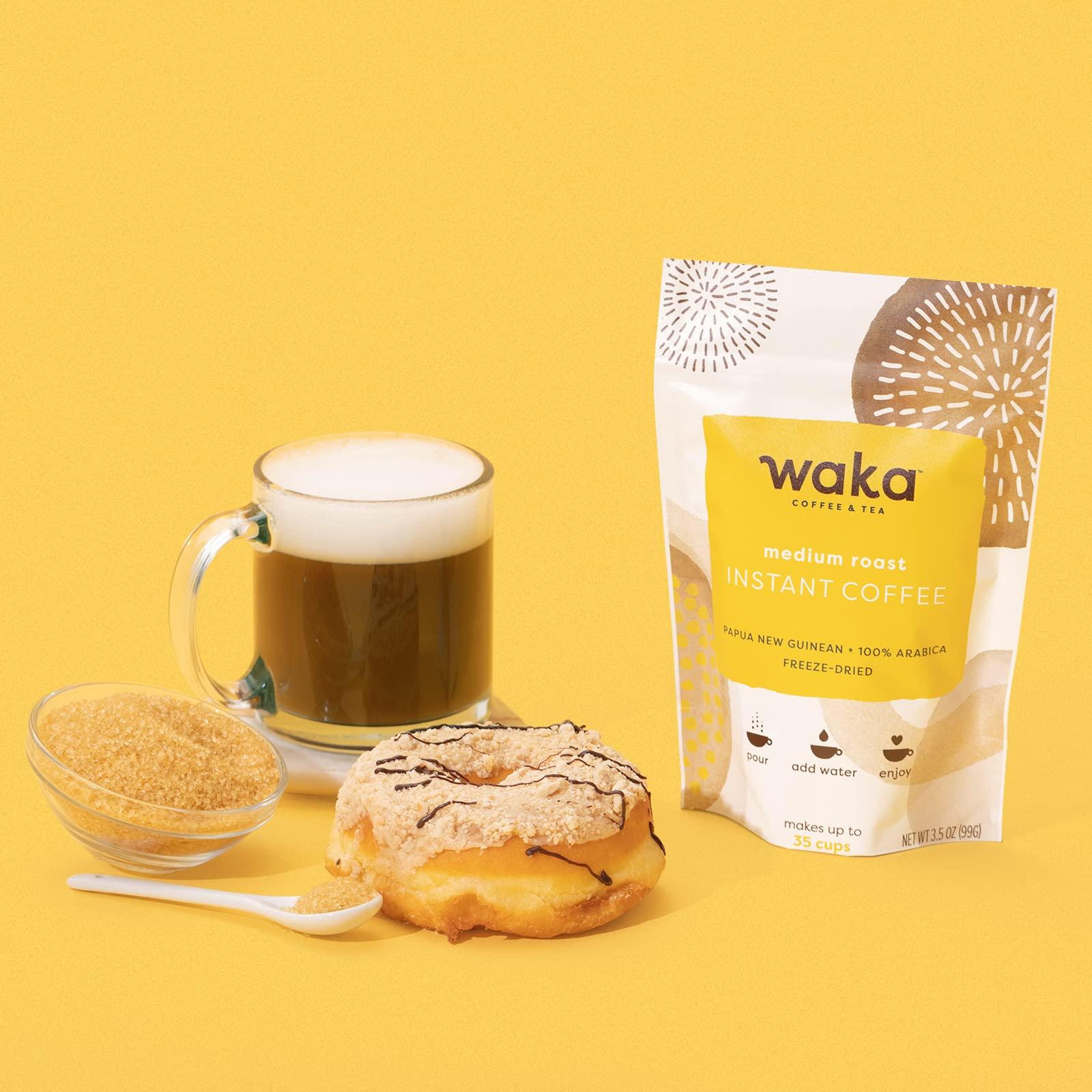 Waka Coffee Waka Instant Coffee, House Roast - 100% Arabica Beans, Freeze Dried Granules, No Sugar or Additives - Bulk Bag for Quick Hot and Iced Coffees, Up to 35 Cups (3.5oz)