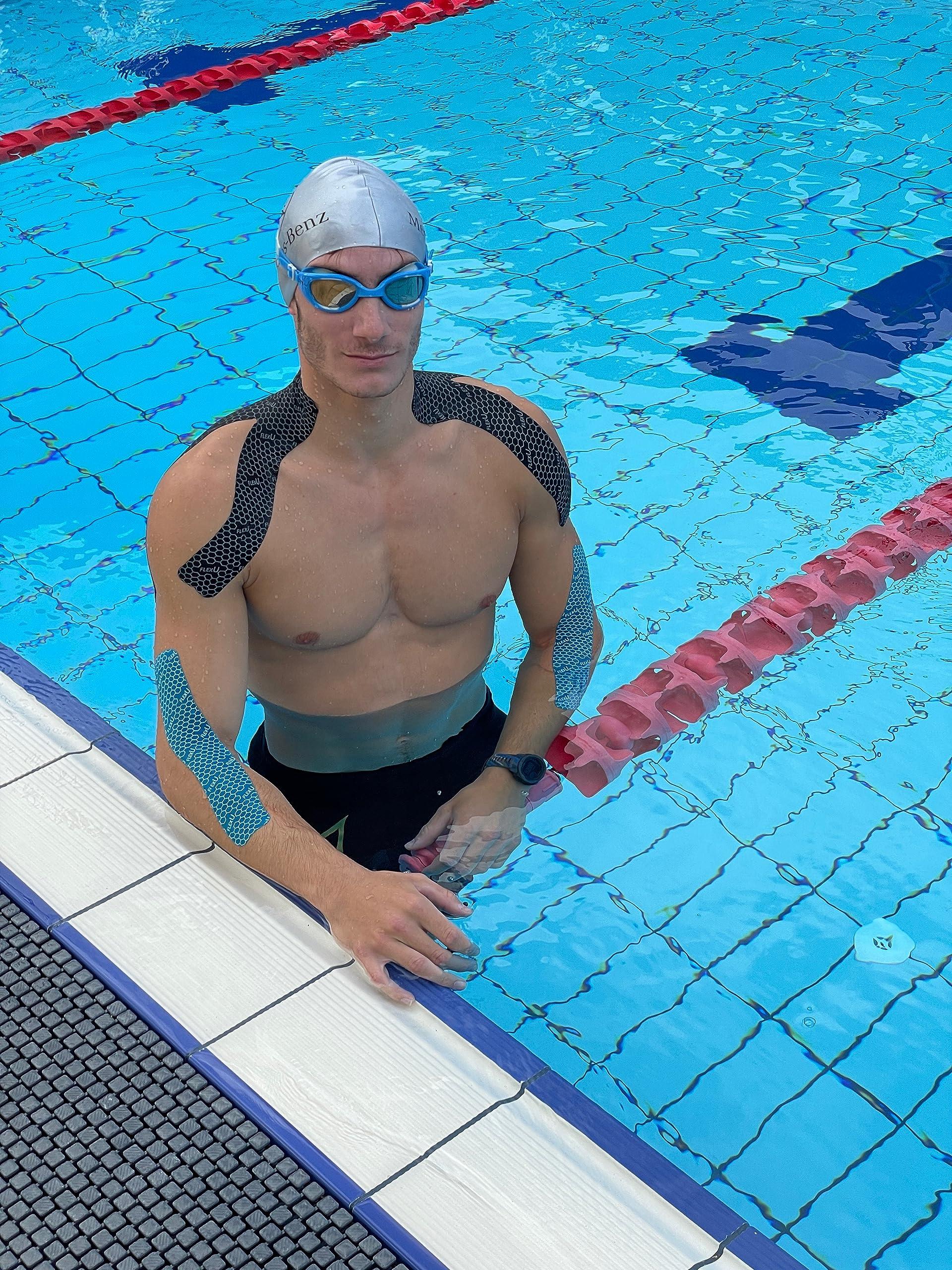 FlexU FlexU Kinesiology Tape - 60 2\" x 10\" Pre-Cut Strips for Lower Back, Knees, & Shoulders; Pain Relief & Support for Muscles & Joints, Shoulders, Knees & Back, Rheumatism, Gout, Osteoporosis (Beige)