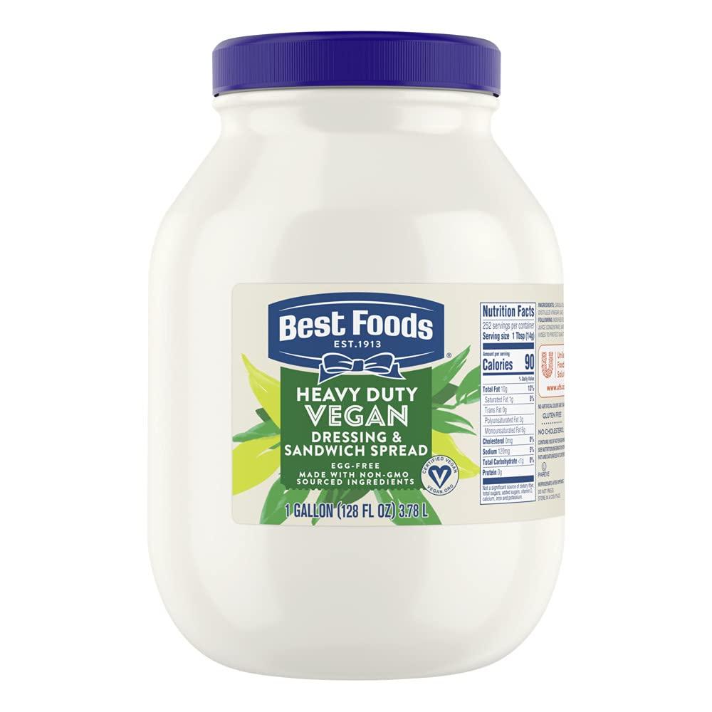 Best Foods Best Foods Vegan Mayonnaise Jar Made with Non GMO Sourced Ingredients, No Artificial Flavors or Colors, No Cholesterol, Gluten Free, 1 Gallon (Pack of 1)