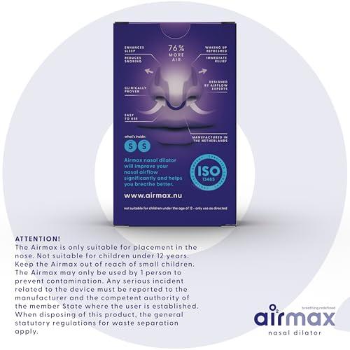 Air Max AIRMAX Nasal dilators for Sleeping - 76% More Airflow - Anti Snore Device - Breathe Freely Through The Nose - Sinus Relief, Sleep aid and snoring Solution - 2X Small Blue - 6 Month Relief