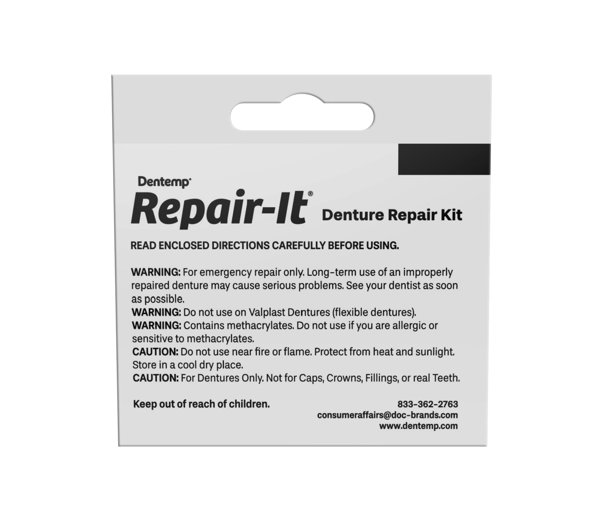 Dentemp Dentemp Repair Kit - Repair-It Advanced Formula Denture Repair Kit (Pack of 3) - Denture Repair Kit Repairs Broken Dentures - Denture Repair to Mend Cracks & Replace Loose Teeth