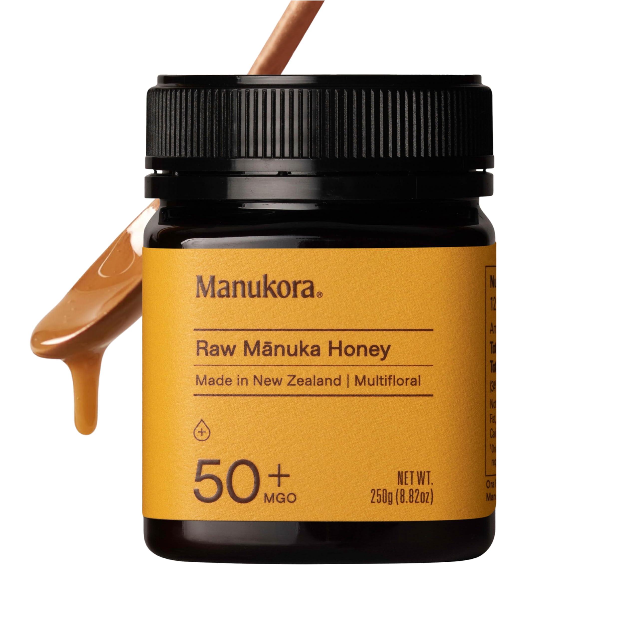 Manukora Manukora Raw Manuka Honey, MGO 50+, New Zealand Honey, Non-GMO, Traceable from Hive to Hand, Daily Wellness Support - 250g (8.82 Oz)