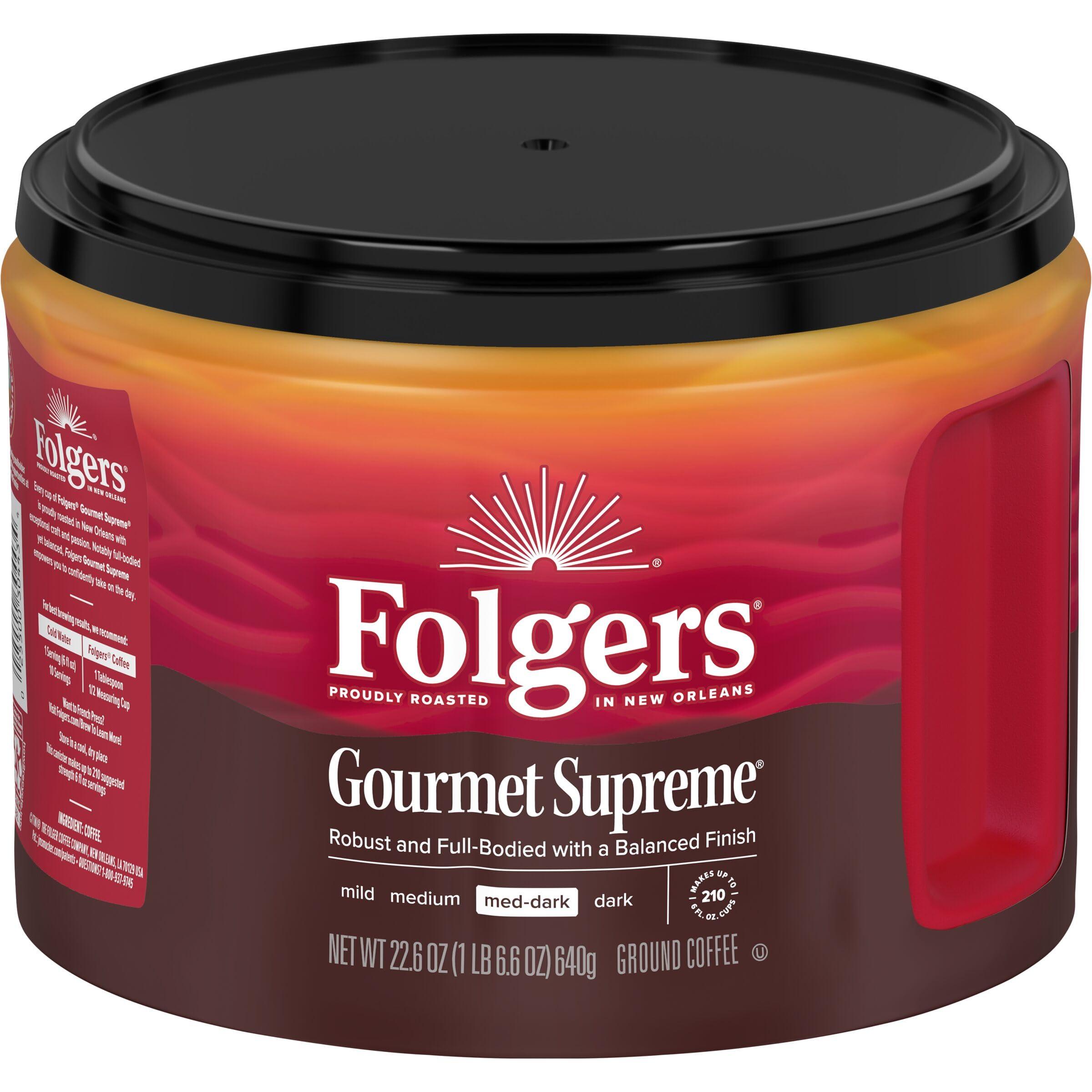 Folgers Folgers Gourmet Supreme Medium-Dark Roast Ground Coffee, 22.6 Ounce Canister