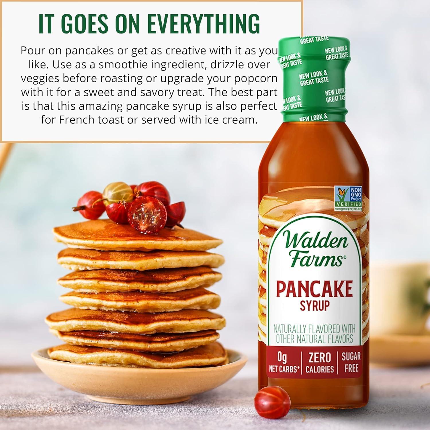 Walden Farms Walden Farms Pancake Syrup - Zero Calorie, Sugar-Free, Keto-Friendly, Low Carb, Gluten-Free, Vegan Maple Syrup Substitute for Pancakes, Waffles, French Toast, (12 oz Bottle x 2)