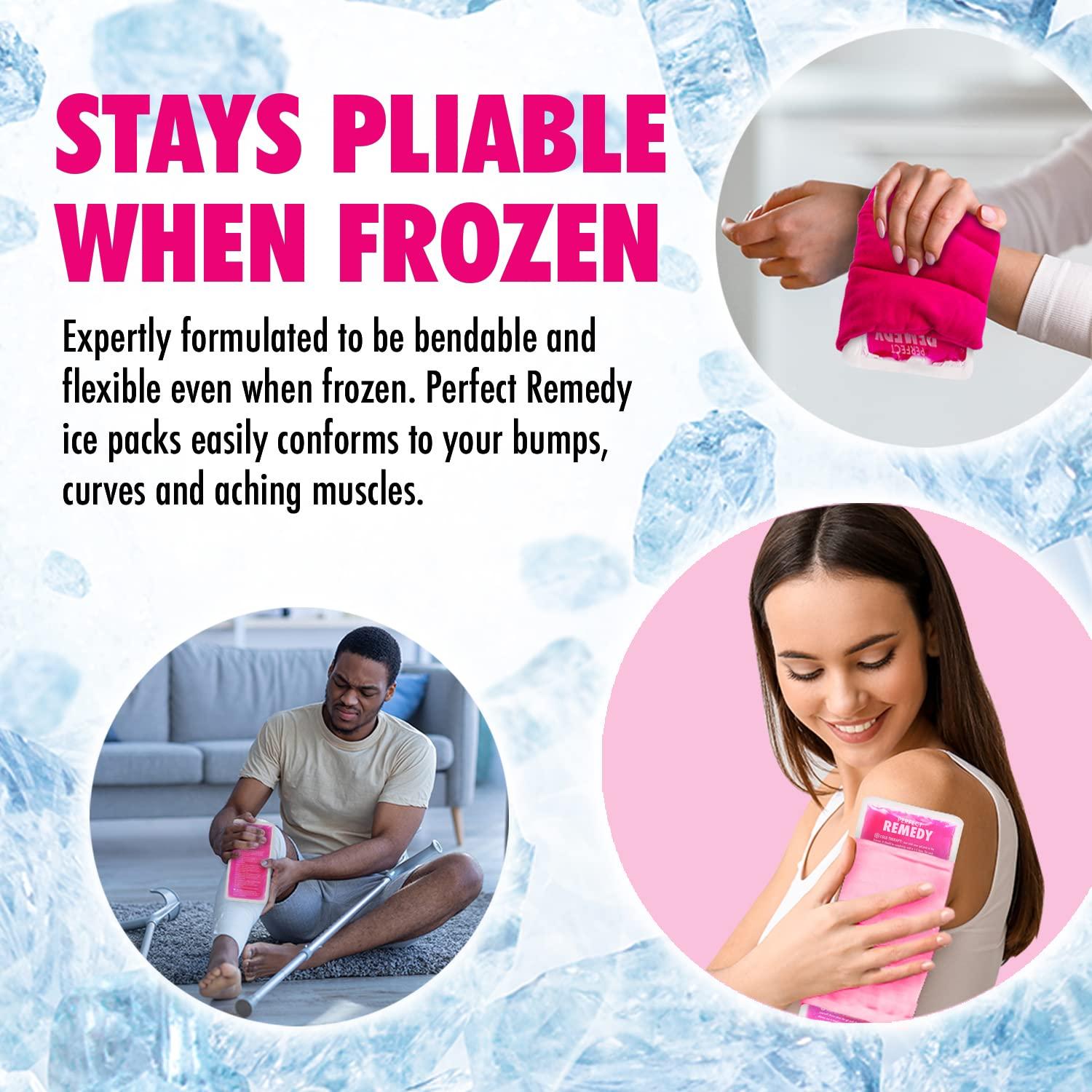 Perfect Remedy 2 Pack Reusable Ice Packs for Injuries Gel, Soothing Flexible Ice Packs for Injuries, Reusable Hot and Cold Pack for Pain Relief, Hot Water Bottles Alternative, Ice Packs Gel (Pink, Regular)