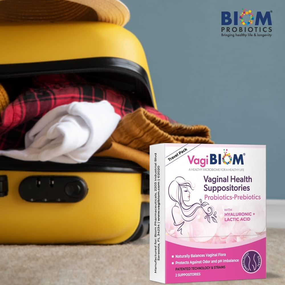VagiBiom VagiBiom Probioitc Suppository Convenient Travel Pack with 2 Suppositories: Microbiome Flora Balance. Odor Control Regimen; Balance and Nourishes Healthy Flora