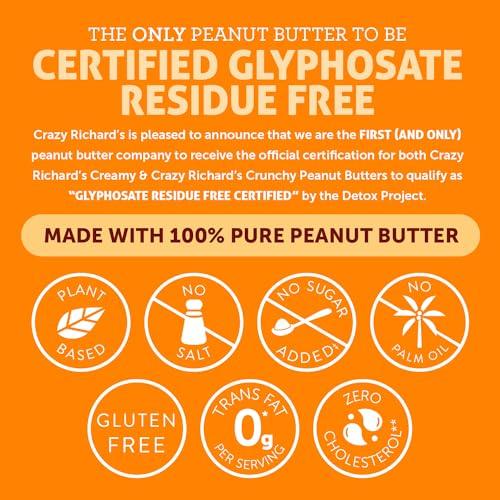 Crazy Richard's Crazy Richard\'s 100% All-Natural Vegan Creamy & Crunchy Peanuty Butter with No Added Sugar and Non-GMO Variety Pack (16 Ounce, Pack of 2)
