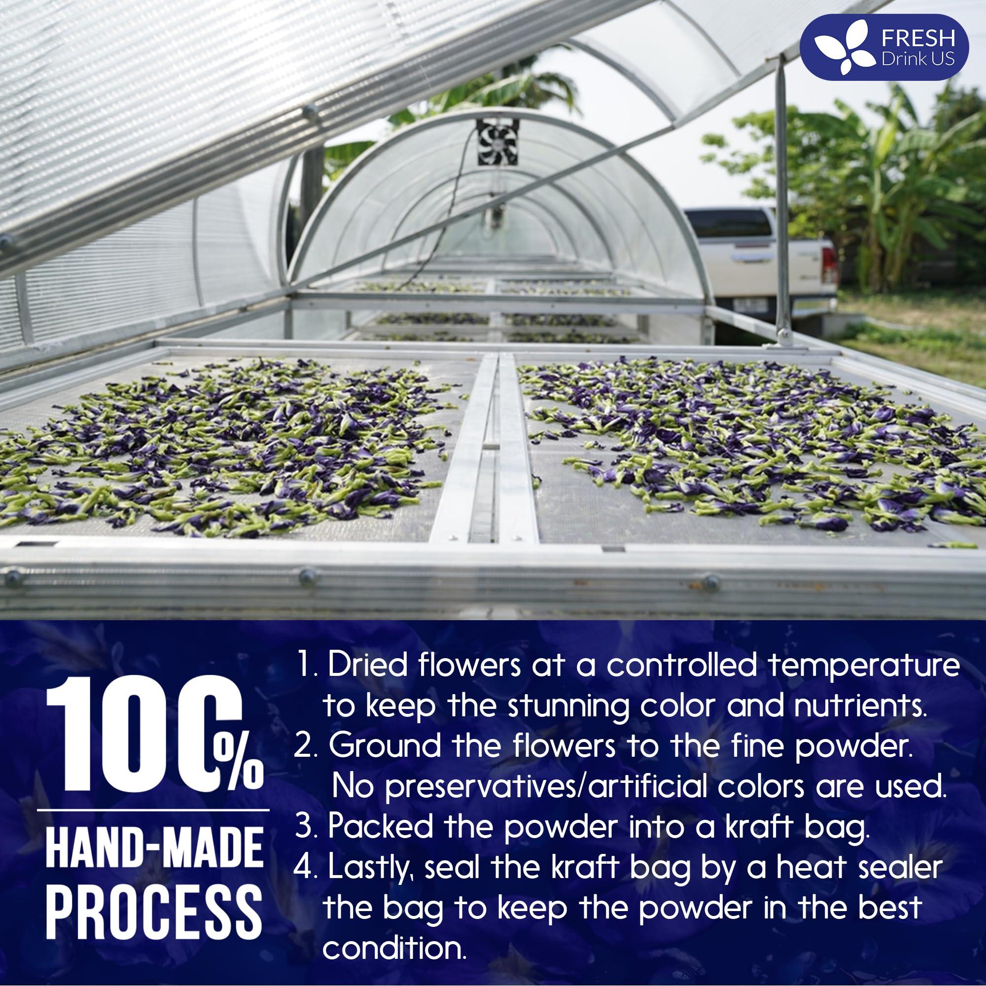 FRESHDRINKUS FreshDrinkUS, Premium 6.5oz Butterfly Pea Flower Powder, 100% Natural and Pure from Blue Butterfly Pea Flowers, Natural Food Coloring, Butterfly Pea Flower Tea, No Additives, No Gluten, No Sugar, Vegan