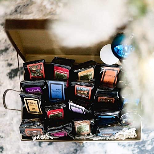 Coffee Beanery Coffee Trunk of Samplers | 20 Ground Samples | Light-Medium Roast | Coffee Gift basket | Coffee Beanery