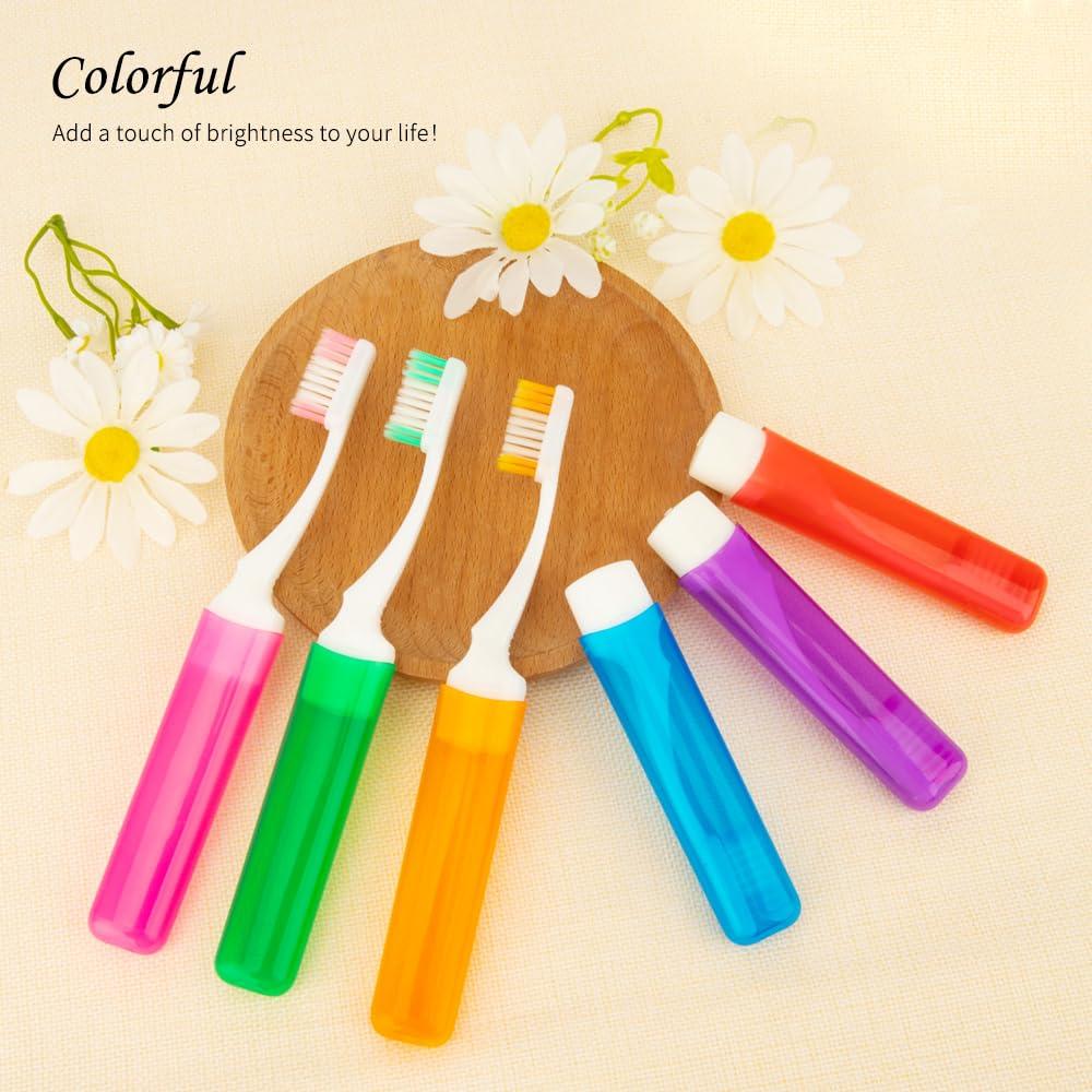 iRFKCIOW Travel Toothbrush 4 Pack Mini Toothbrush Soft Travel Toothbrush Set Portable Folding Travel Size Toothbrush with Toothbrush Case Individually Wrapped Small Toothbrush for Home Camping Hiking School