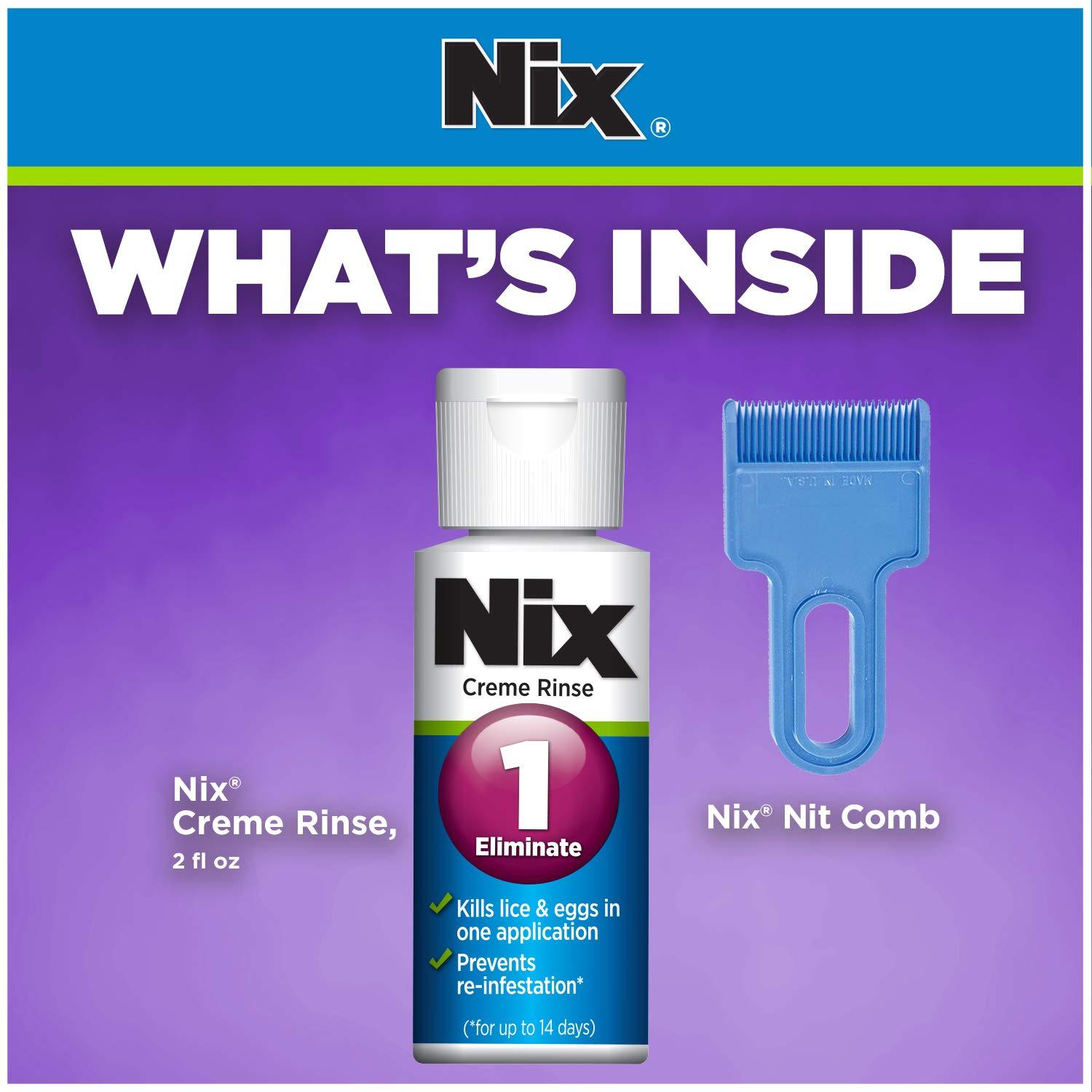 Nix Nix Lice Creme Rinse 2 Fl Oz and Lice Comb Bundle with Nix Lice & Bedbug Killing Spray 5 fl oz for Home