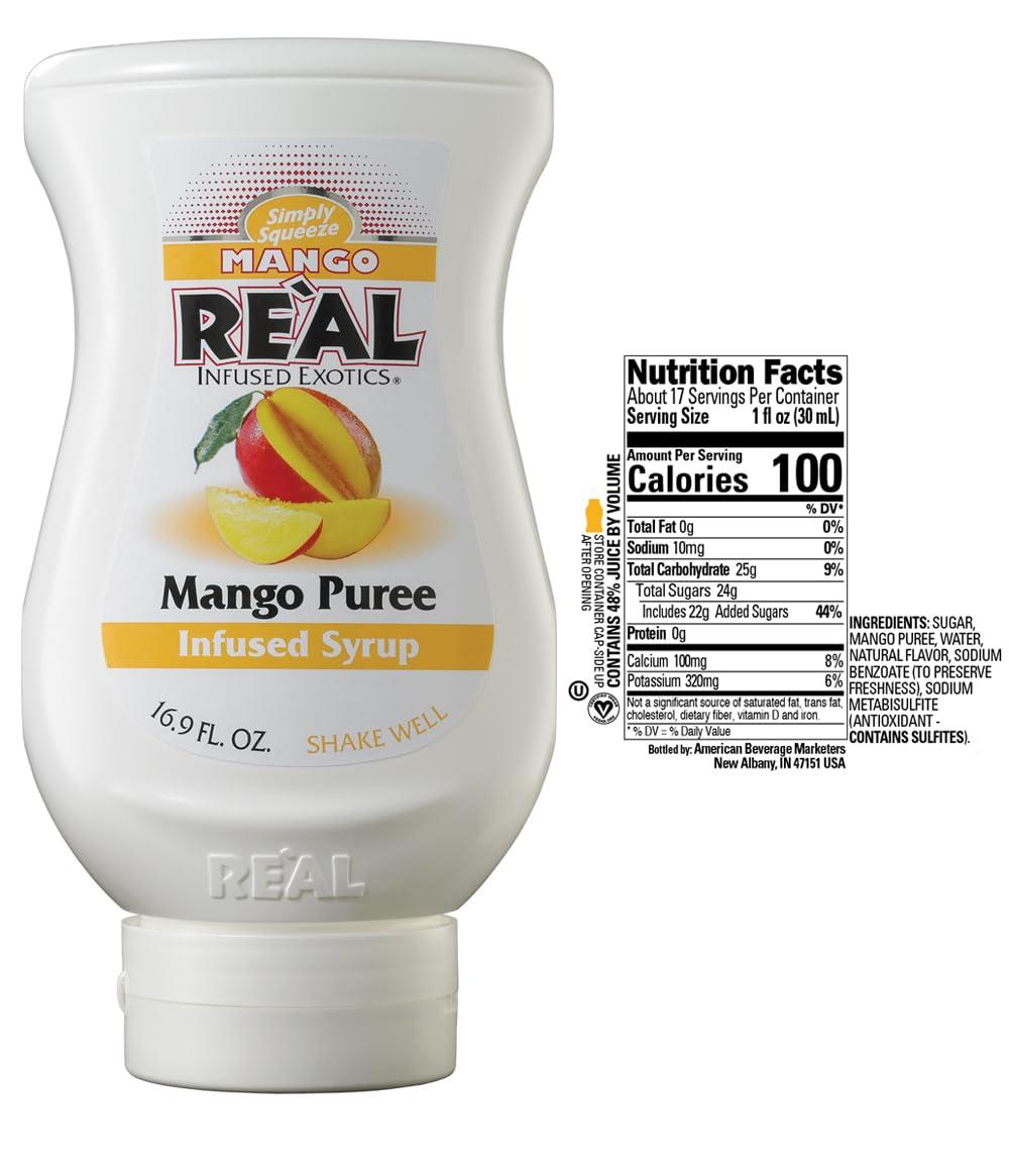REAL INFUSED EXOTICS Rel Infused Exotics Tropical Fruit Flavoring Syrup Variety - 2x Coco, Mango, Passion Fruit, Pia, Kiwi (Pack of 6, 16.9 FL OZ Bottles)
