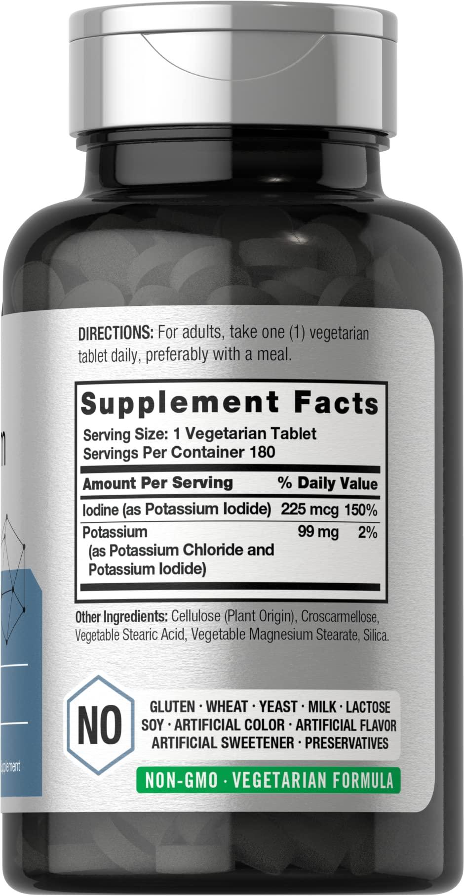 Horbach Horbach Potassium Chloride Supplement | Plus Iodine | 180 Vegetarian Tablets | Non-GMO and Gluten Free