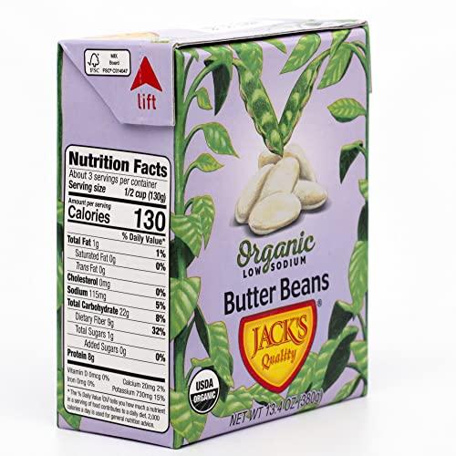Jack's Quality Jack's Beans Jack’s | Organic White Butter Beans 13.4 oz. | Filled with Protein & Fiber, Low Sodium & Non-GMO | (8 PACK)