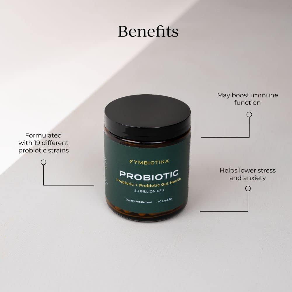 CYMBIOTIKA CYMBIOTIKA Probiotic 50 Billion CFU & Activated Charcoal Liquid Supplement, Supports Healthy Digestion for Men & Women, Stomach Detox & Digestive Relief, Helps Alleviate Gas & Bloating, Easy to Use