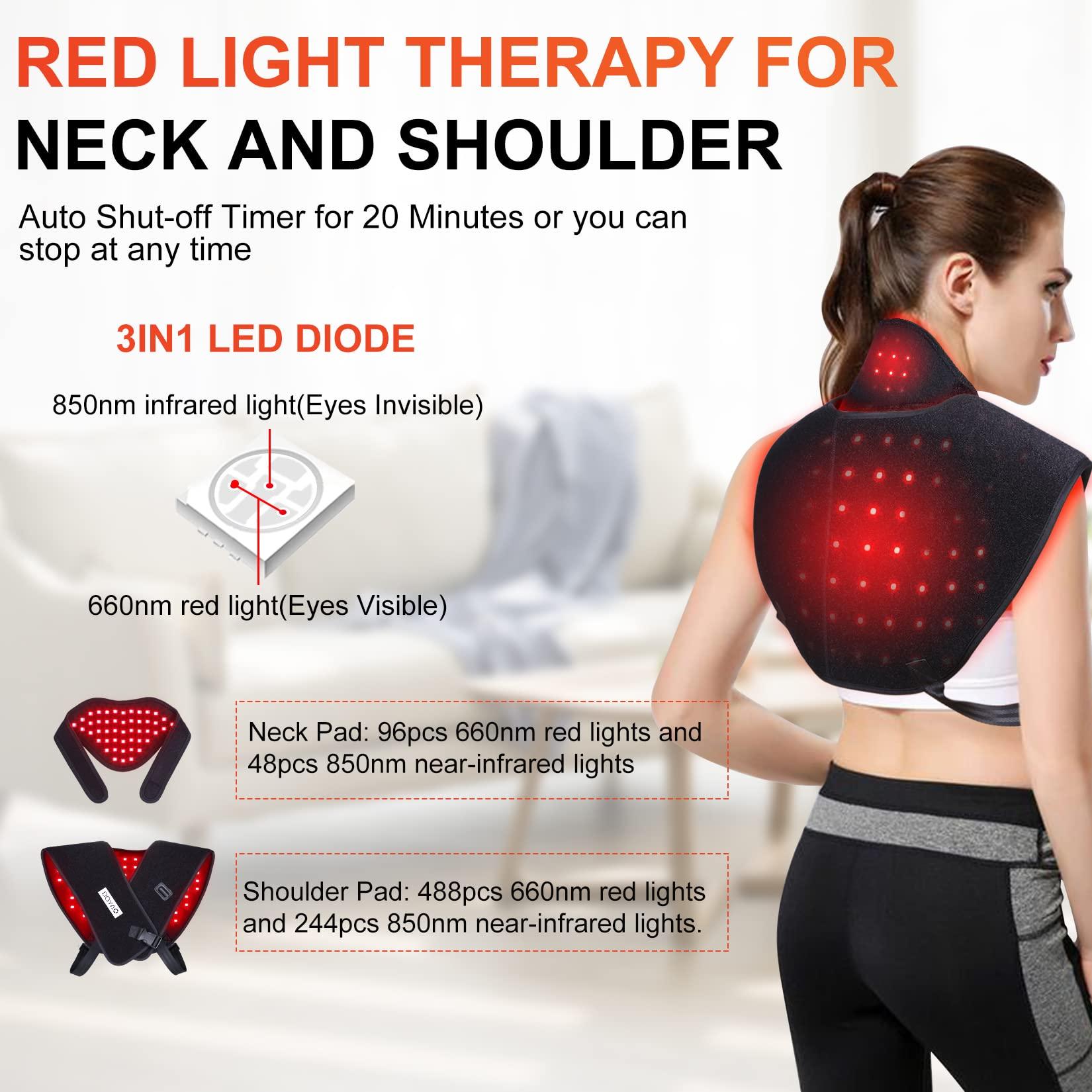 TUOYR TUOYR Red Light Therapy for Neck and Shoulder Pain Relief 850nm Near Infrared Therapy Set Wearable Wrap Devices for Upper Back Neck Shoulders Body Muscle Relax Home Use Treatment Pad FDA Cleared