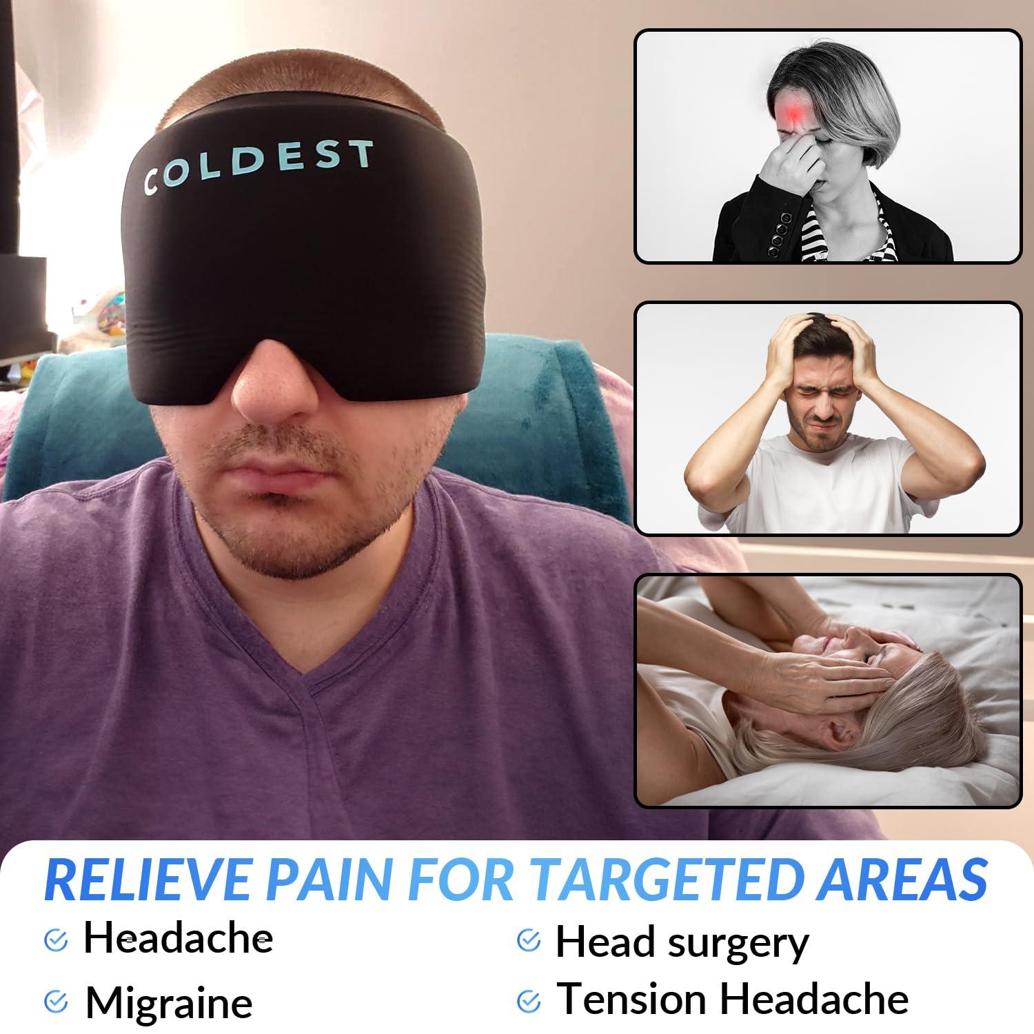 The Coldest Water Coldest Gel Ice Headache Migraine Face Relief Hat, Cold Therapy Migraine Relief Cap Migraine Ice Head Wrap Ice Pack Mask, Cold Compress Headache Relief Cap