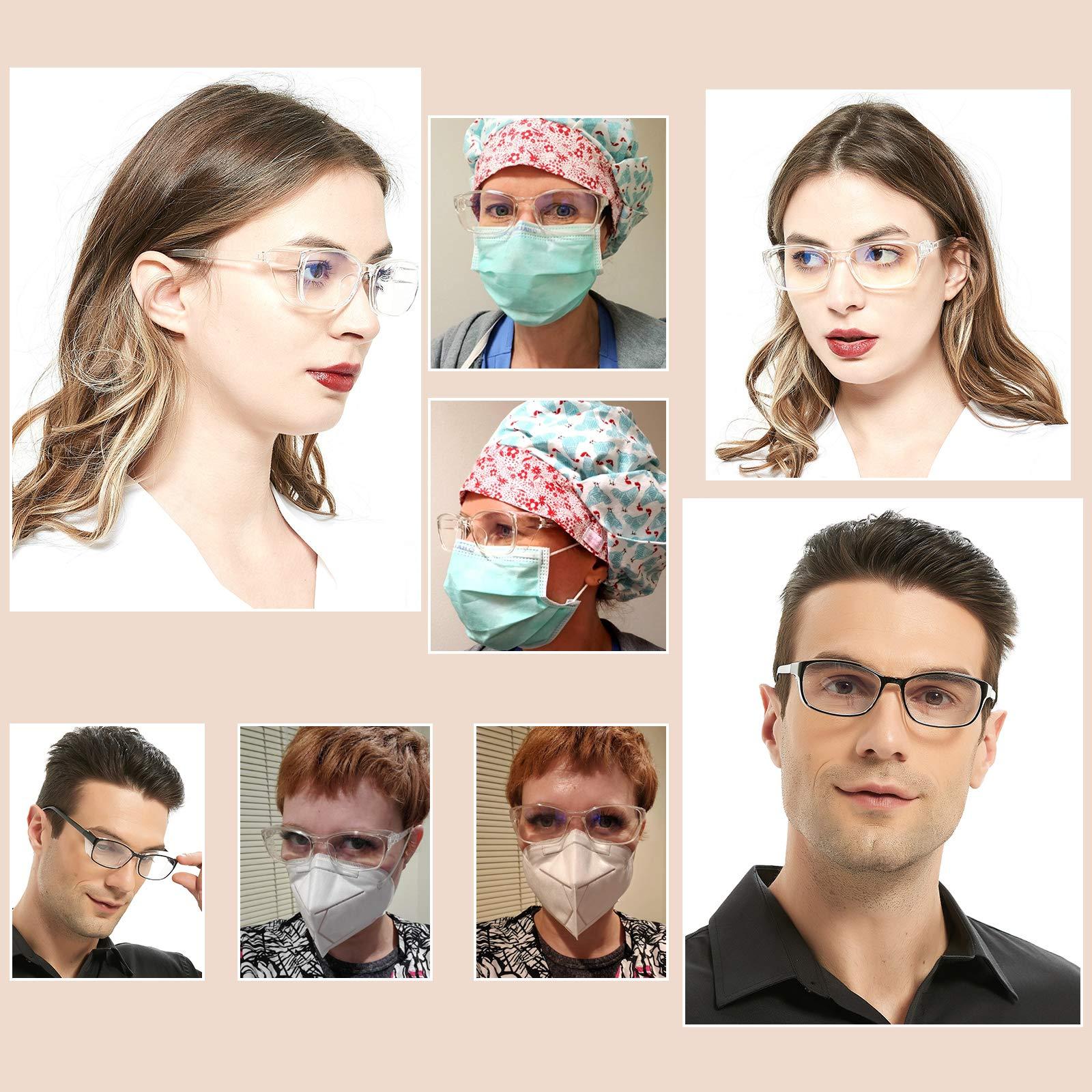 willochra Safety Glasses with Readers 0~+400 for women Men Safety Blue Light Reading Glasses Goggles Eye Protection clear lens (black, 4.0)