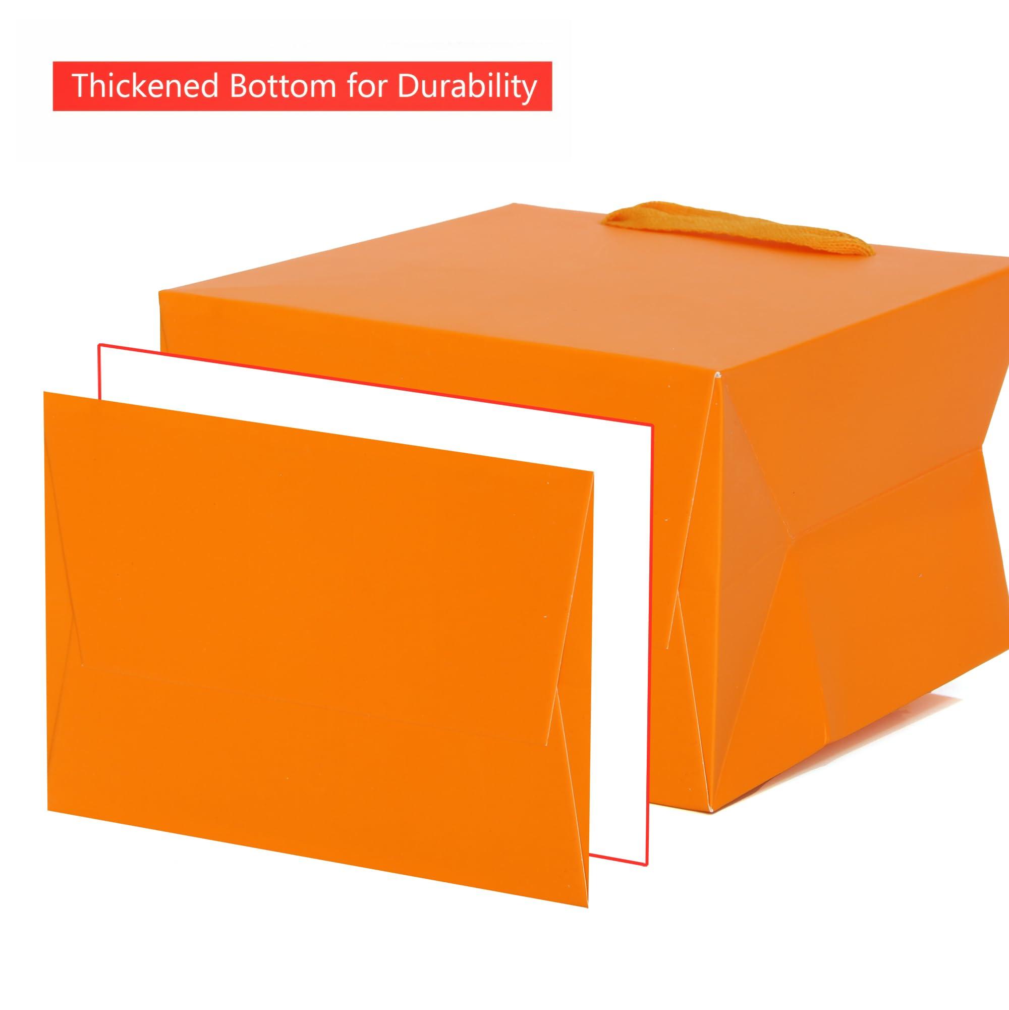 LFCXHTY LFCXHTY Orange Paper Gift Bag 6 in Small Square Body Paper Bags with Handles for Wedding Baby Shower Birthday Party (Bright Orange, 6 x 4 x 6 in, 10 CT)