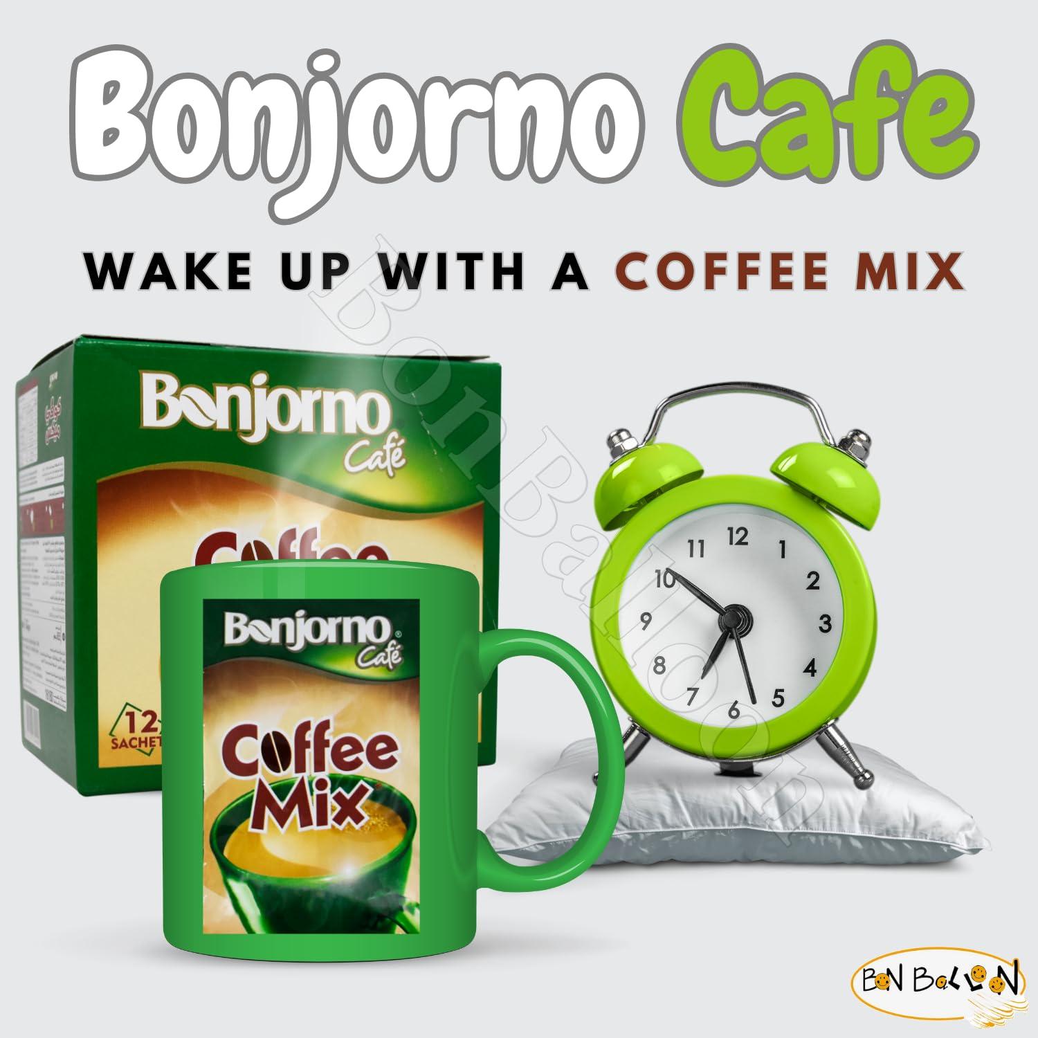 bonballoon Coffee Mix Bonjorno Cafe 2x1 With Instant Coffee & Creamer (1 Pack = 12 Sachets x 0.42 oz / 12 gm) Egyptian Egypt Kosher Halal