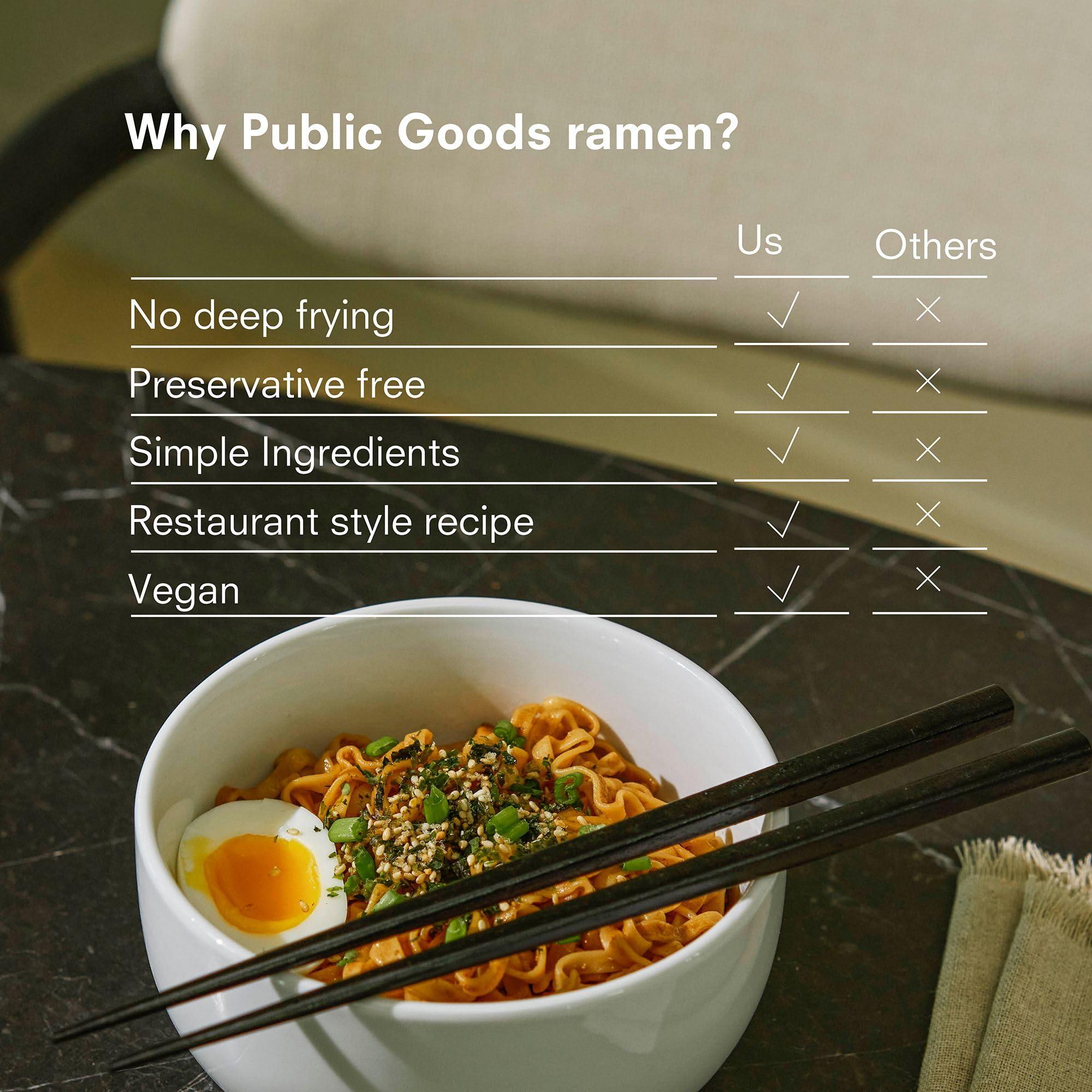 Public Goods Public Goods Ramen Noodles | Brothless Vegan & Vegetarian Instant Ramen | Healthy, High Protein Asian Noodle | Preservative Free | No Added MSG | Original & Spicy Sesame Oil (10 Pack)