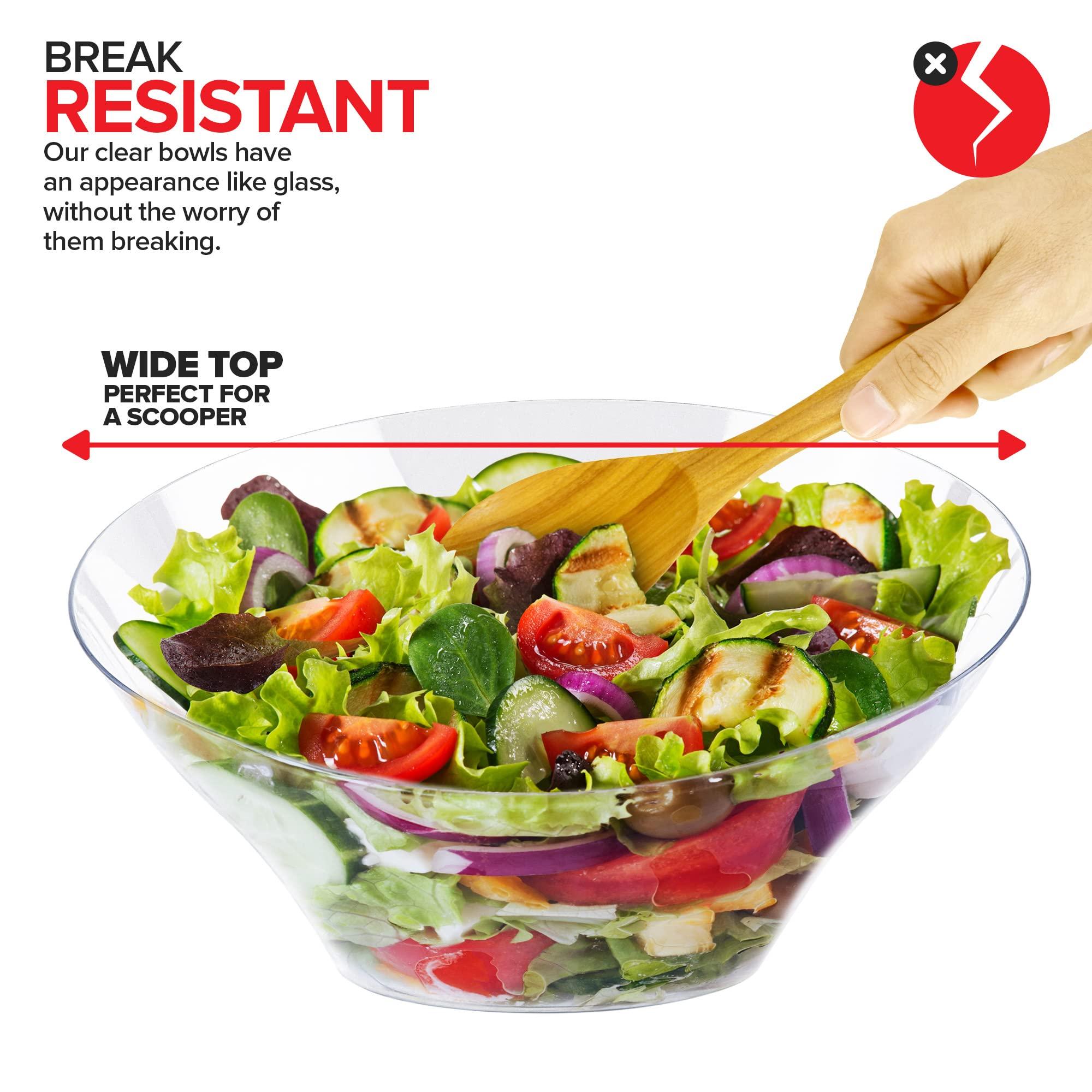 Stock Your Home 54oz Clear Plastic Serving Bowls (4 Pack) Large Disposable Candy Dishes, Buffet Containers for Chips, Popcorn, Snacks, Punch, Salad Bar, Snack Bowl, Parties, Office Desk, Bridal Shower, Party Supplies