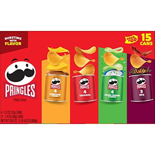 Pringles Pringles Potato Crisps Chips, Lunch Snacks, Office and Kids Snacks, Grab and Go Snack Packs, Variety Pack, 20.6oz Box (15 Cans)