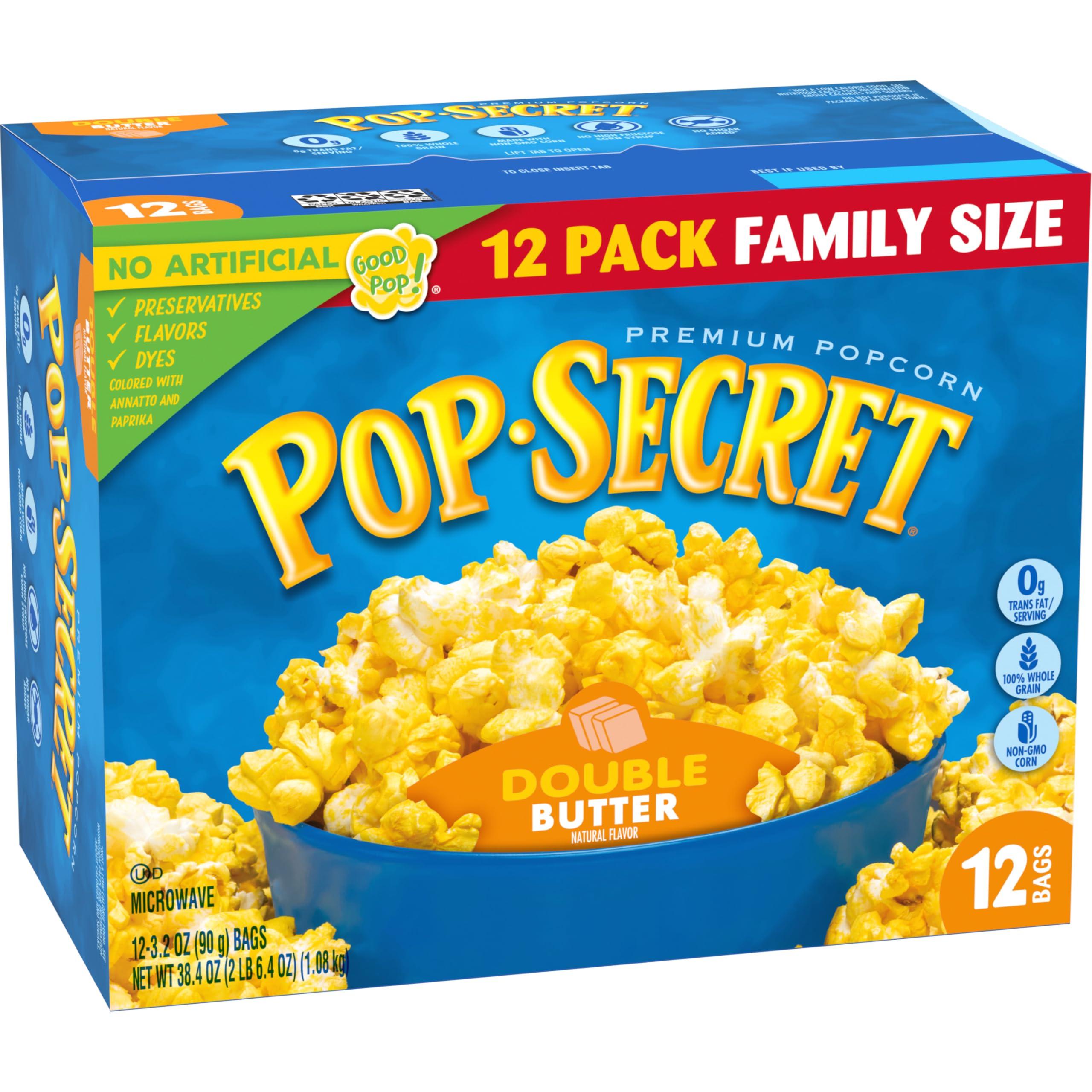Pop Secret Pop Secret Popcorn, Double Butter Microwave Popcorn, 3.2 Oz Sharing Bags, 12 Ct