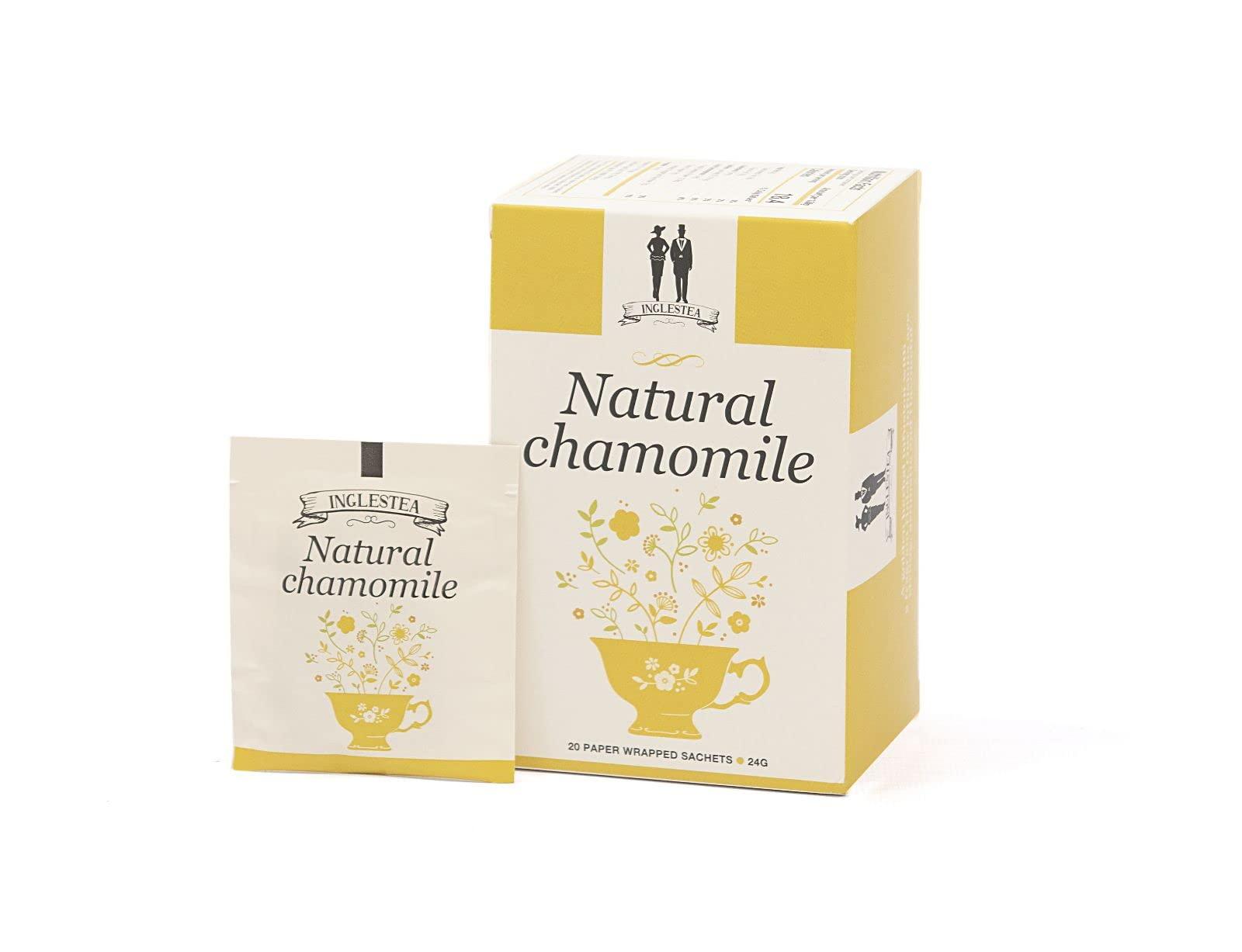 INGLESTEA INGLESTEA Pure Chamomile Tea Bags - Caffeine-Free & Sleep Time Tea -Chamomile Flowers Aroma For Relieving Stress - Brew Hot Or Iced - Individually Wrapped - 1.2g x 20 Tea Bags