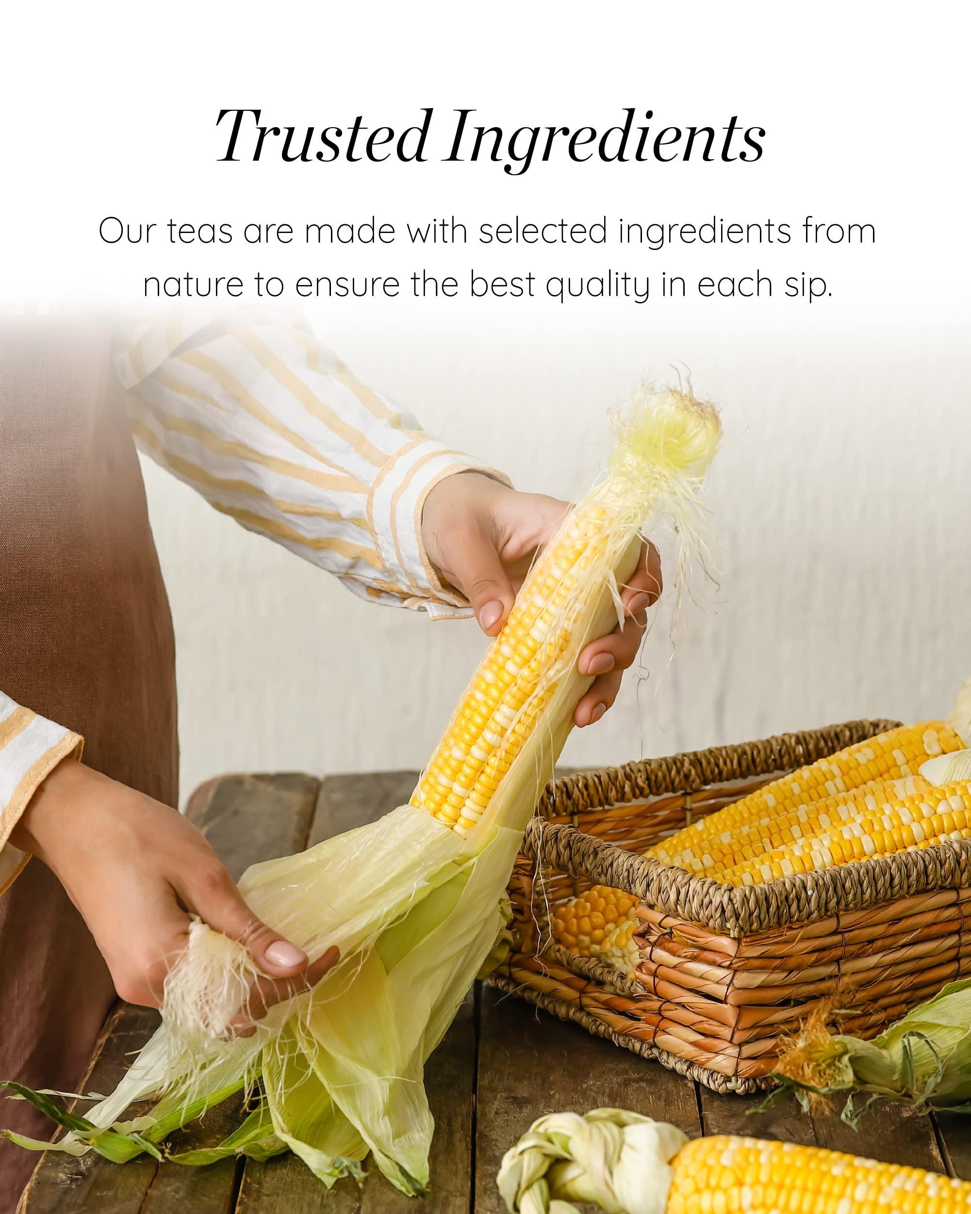 Sempio SEMPIO Organic Corn Silk Tea 100% Natural Ingredients, Caffeine-Free, Sugar-Free, Herbal Blend with Roasted Corn and Corn Silk for a Rich Nutty Aroma, Calming & Relaxing (80 Tea Bags, Pack of 1)